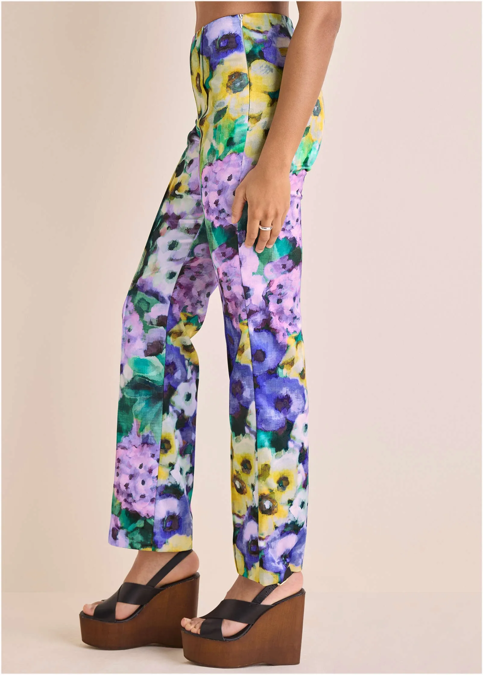 Satin Flare Pant - Monet's Garden sold by VENUS product image thumbnail 4