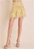 Crinkle Chiffon Mini Skirt - Custard Roses sold by VENUS