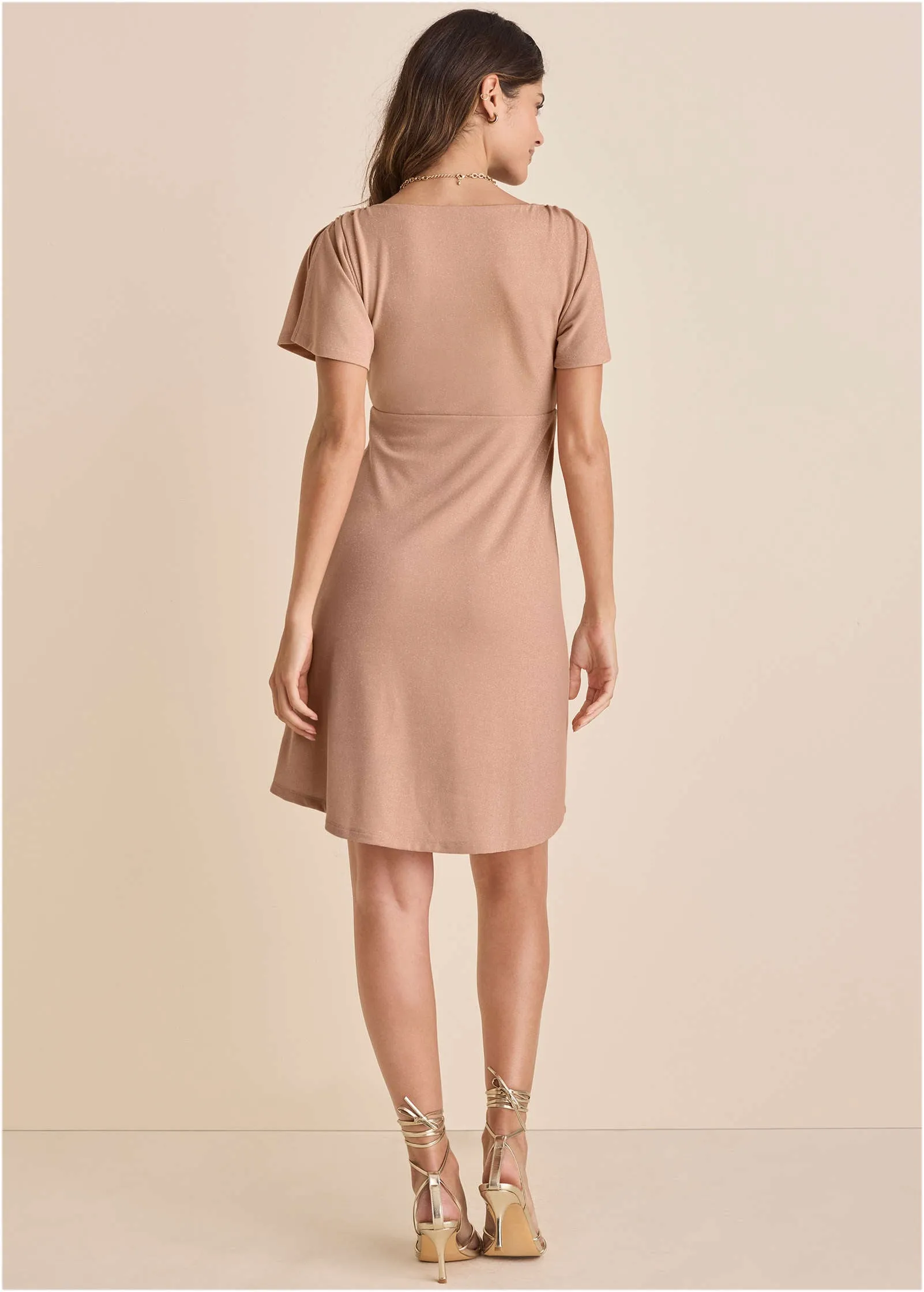 Glitter Cutout Mini Dress - Champagne Blush sold by VENUS product image thumbnail 2