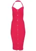 Button Front Halter Midi  - Azalea sold by VENUS