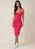 Button Front Halter Midi  - Azalea sold by VENUS