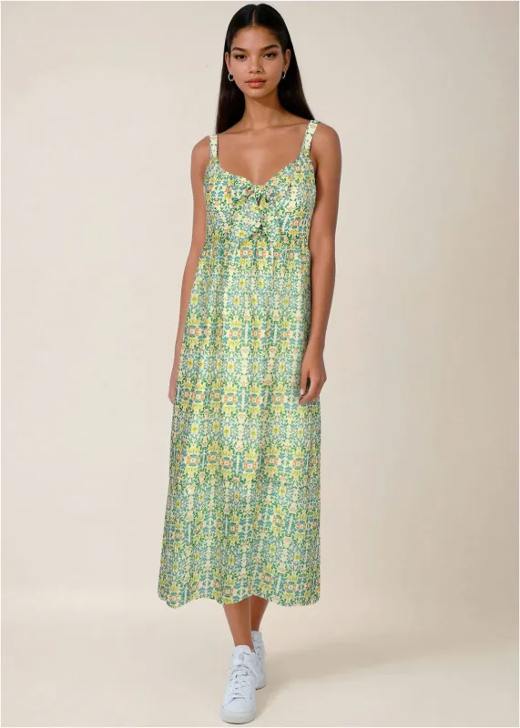 Bow Detail Maxi Dress - Balanced Floral Tile sold by VENUS