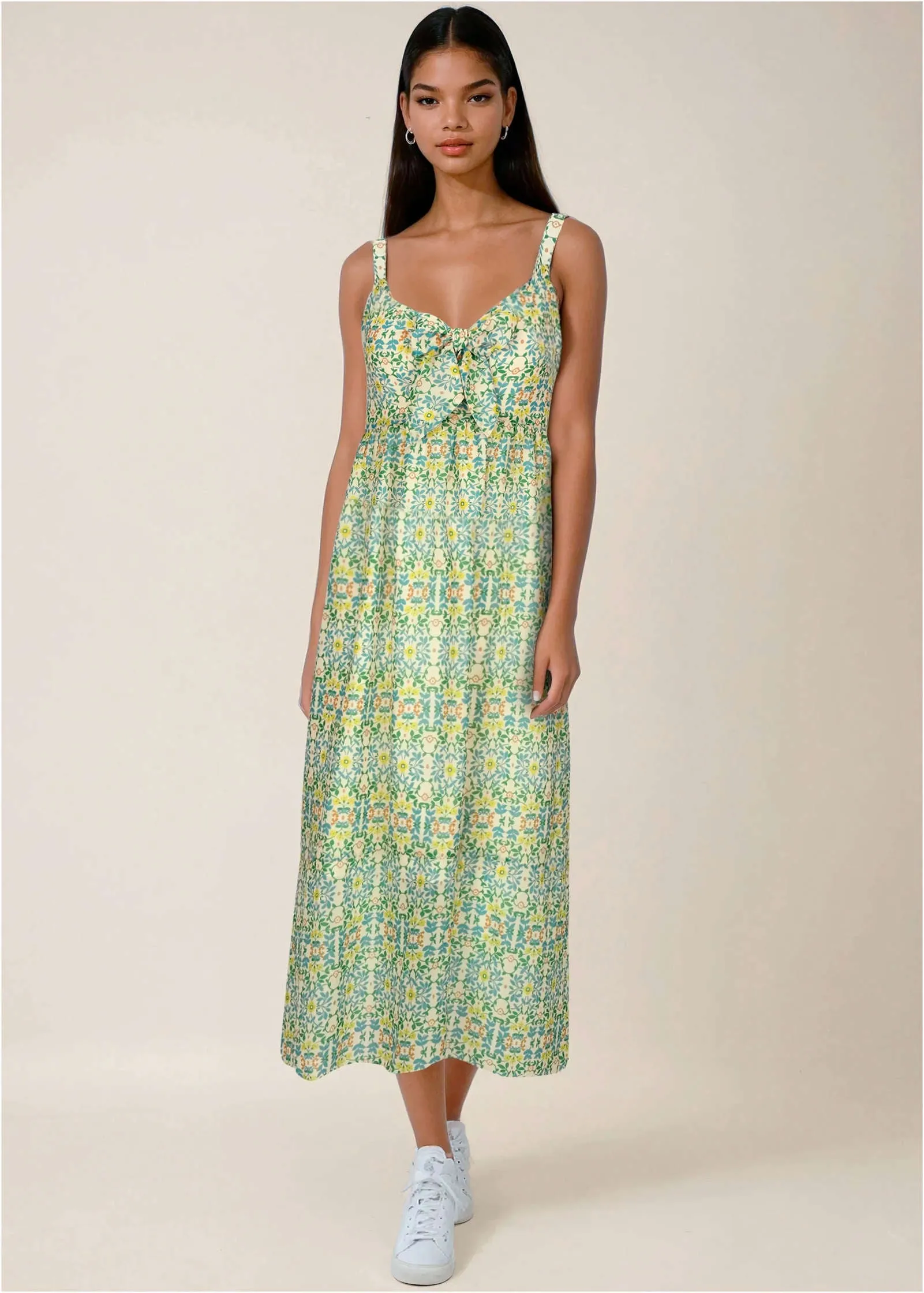 Bow Detail Maxi Dress - Balanced Floral Tile sold by VENUS