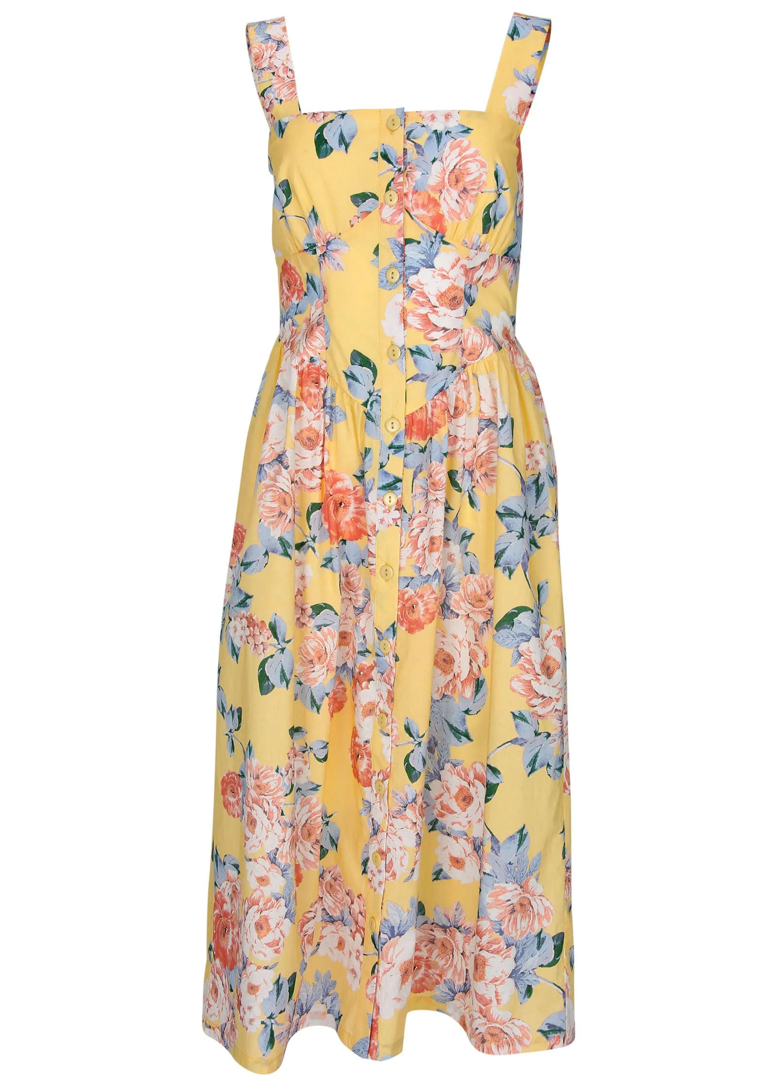 Floral Poplin Midi Dress - Custard Roses sold by VENUS product image thumbnail 4