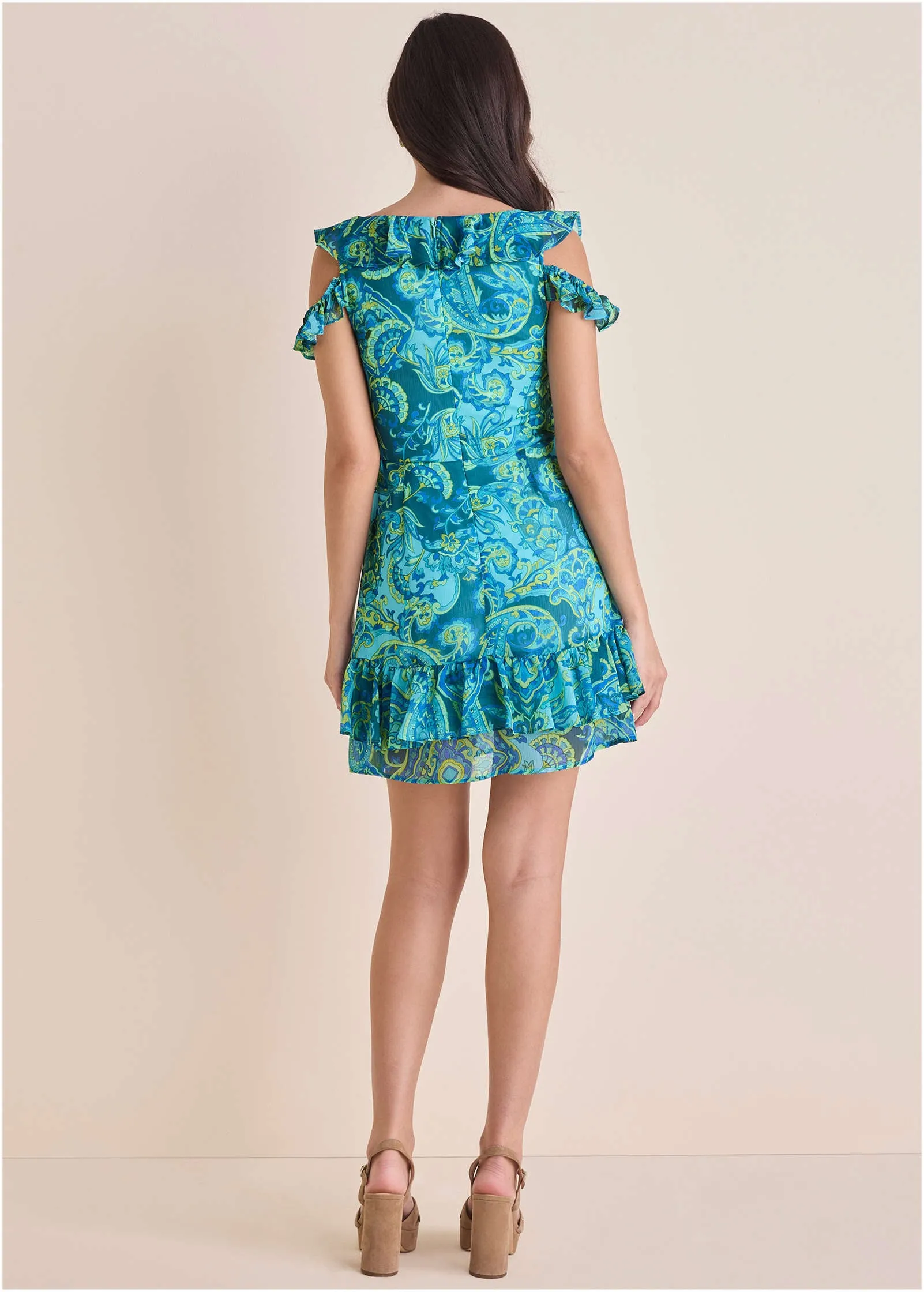 Paisley Ruffle Mini Dress - Garden Paisley sold by VENUS product image thumbnail 3