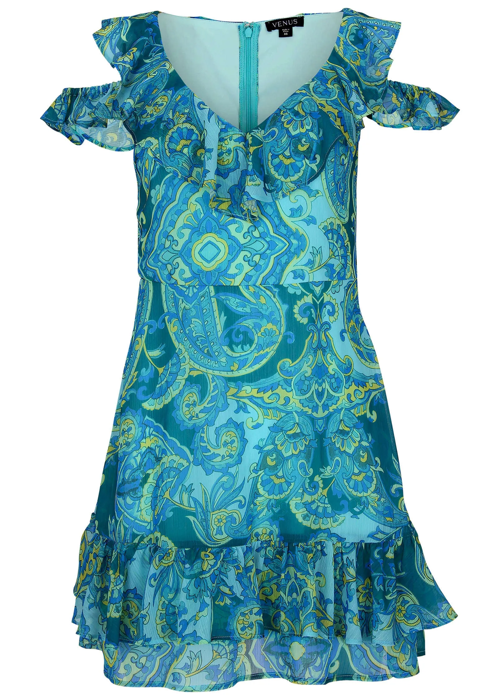 Paisley Ruffle Mini Dress - Garden Paisley sold by VENUS product image thumbnail 4
