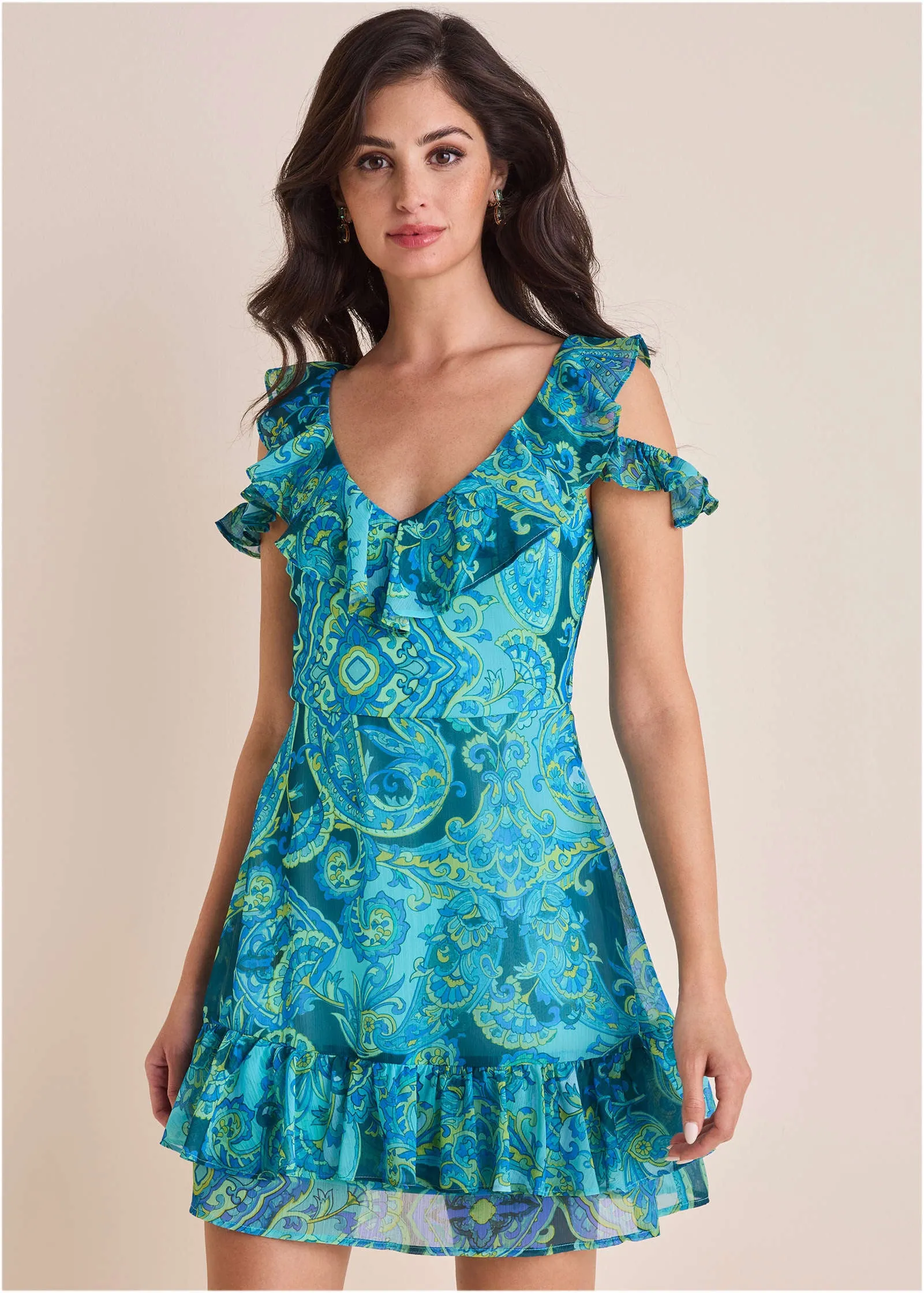 Paisley Ruffle Mini Dress - Garden Paisley sold by VENUS product image thumbnail 2