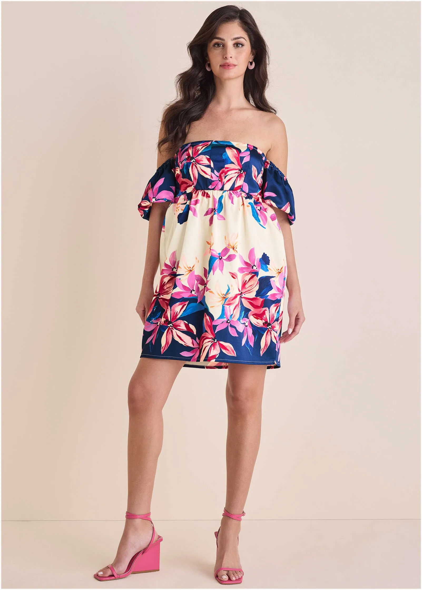 Off-The-Shoulder Satin Mini - Flower Wave sold by VENUS product image thumbnail 3