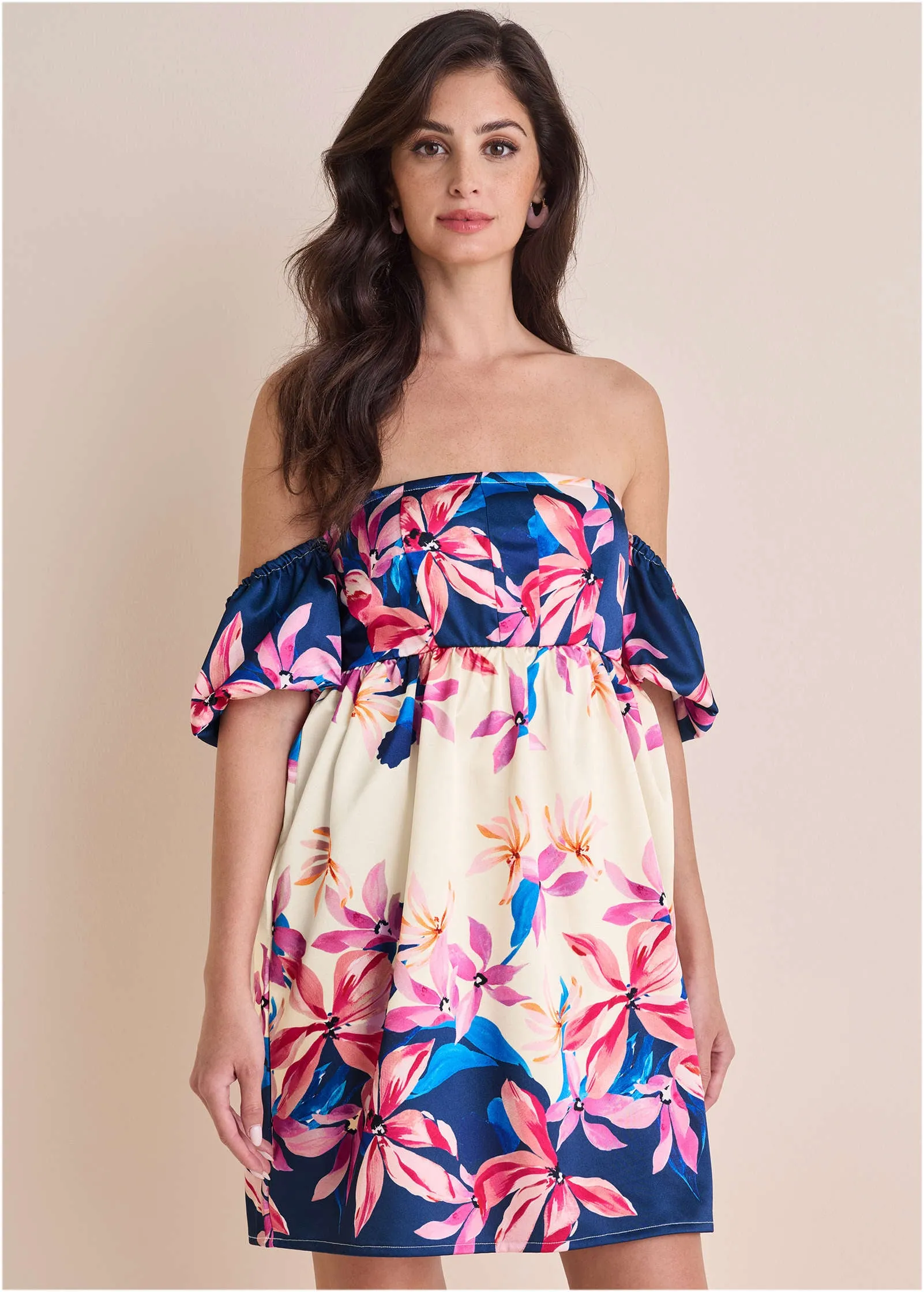 Off-The-Shoulder Satin Mini - Flower Wave sold by VENUS product image thumbnail 2