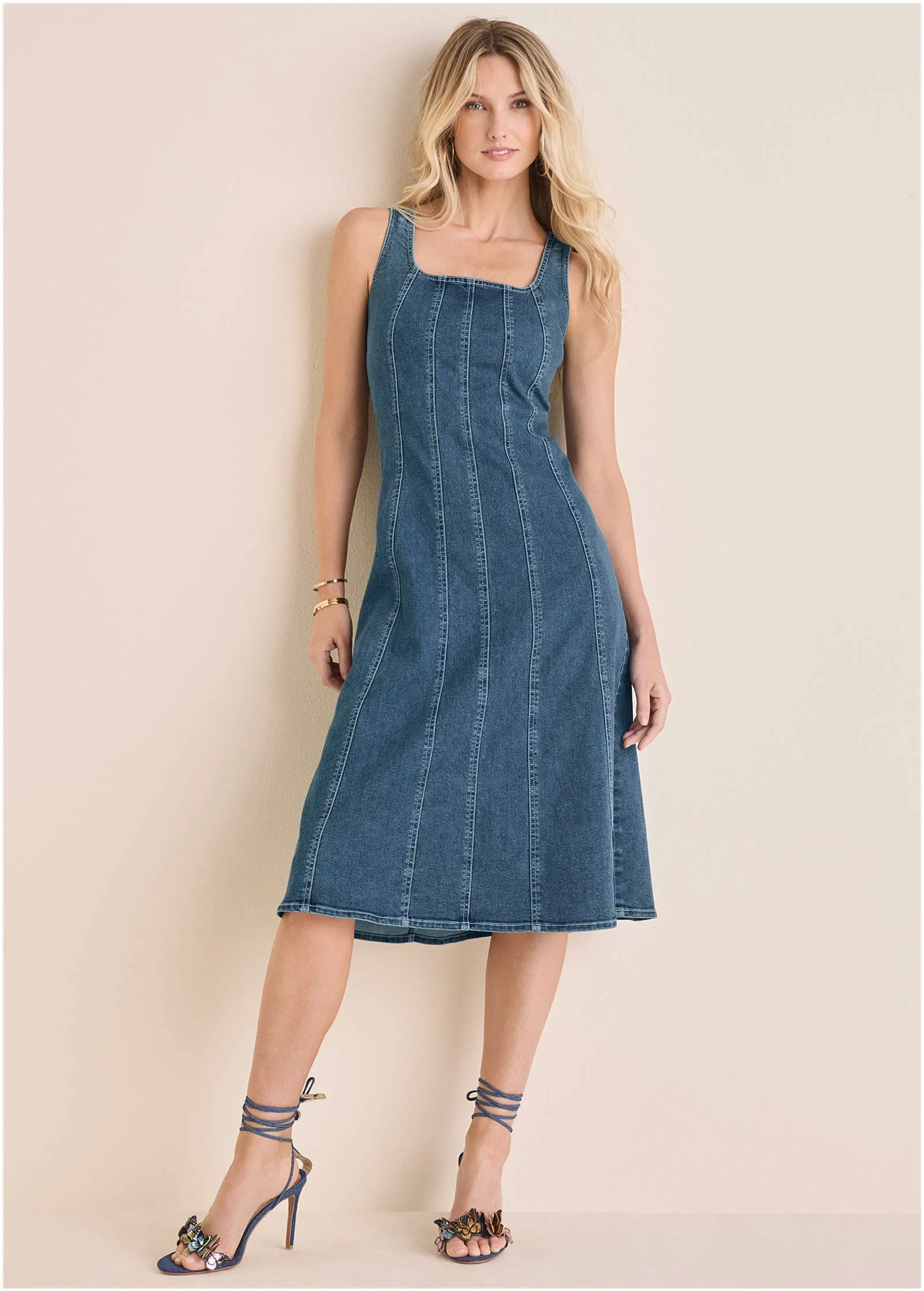 Denim Tank Midi Dress - Medium Wash sold by VENUS product image thumbnail 2