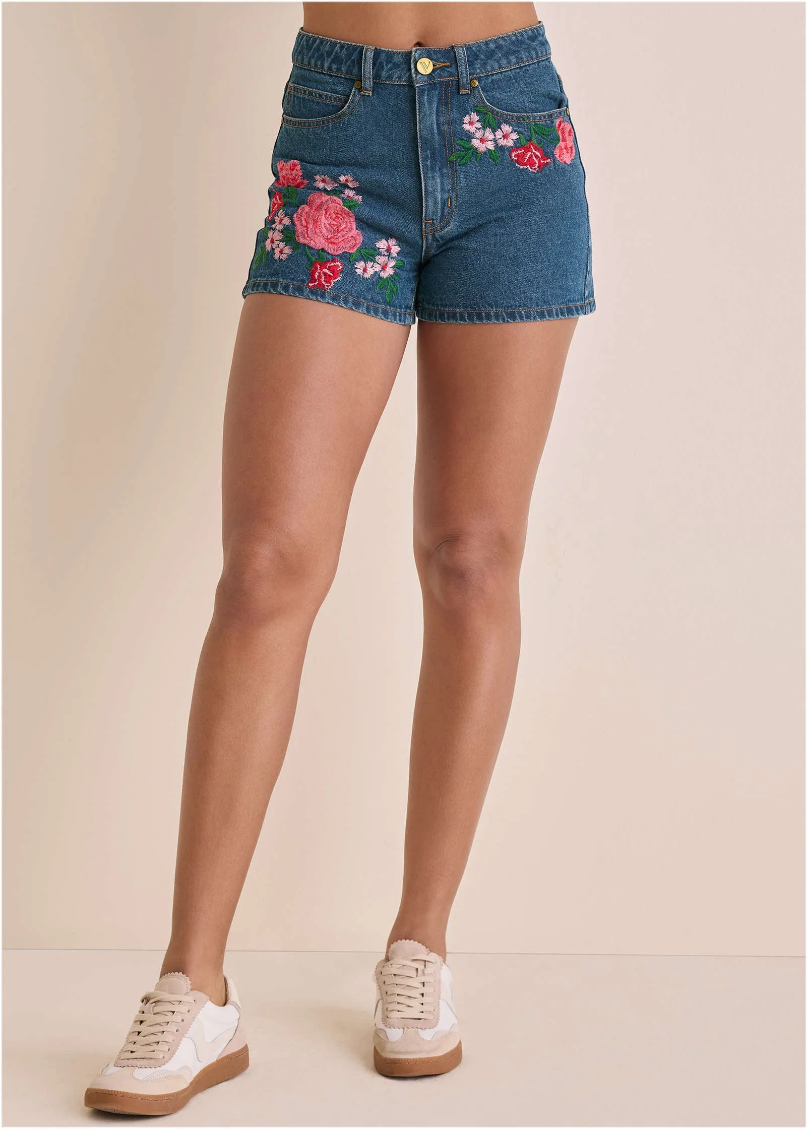 Embroidred Flower Short - Medium Wash sold by VENUS product image thumbnail 3