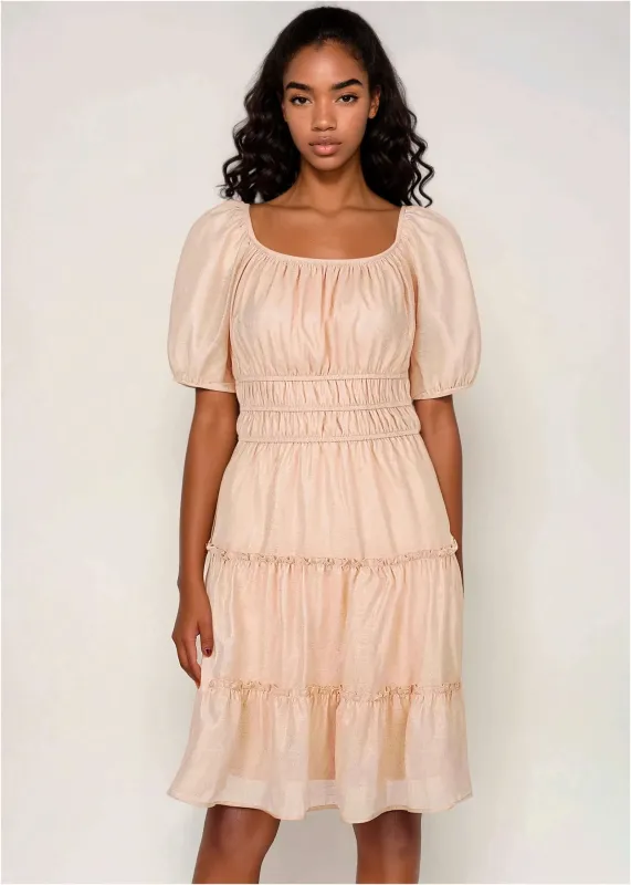 Tiered A-Line Dress - Pink sold by VENUS