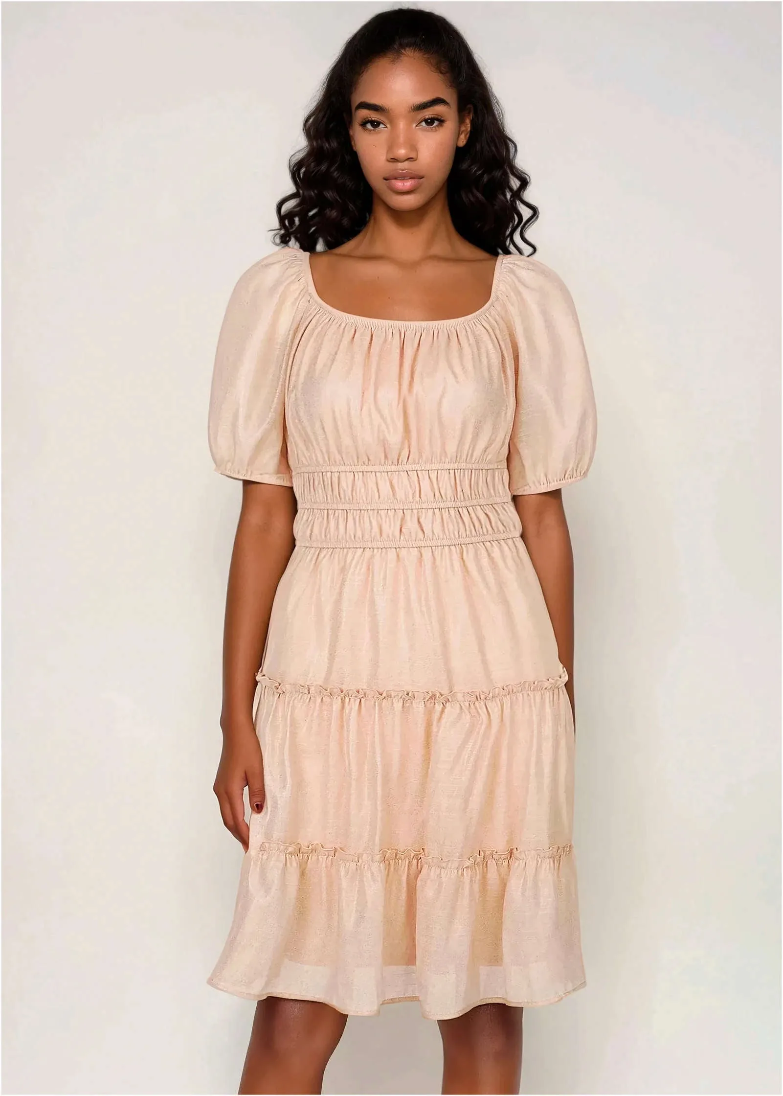 Tiered A-Line Dress - Pink sold by VENUS