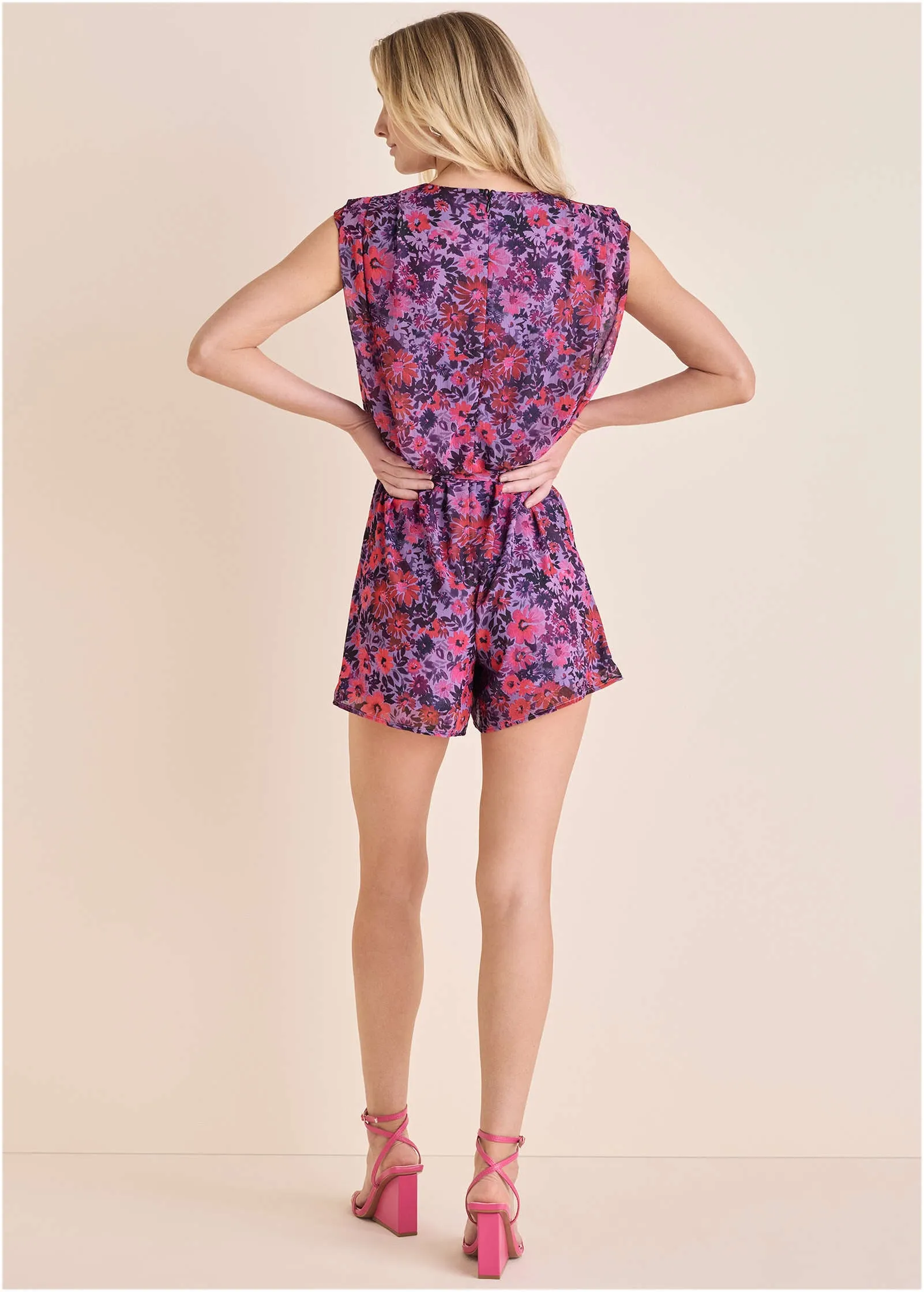 Sleeveless Romper - Ditsy Pink Purple sold by VENUS product image thumbnail 3