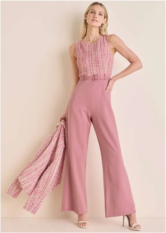 Tweed Belted Jumpsuit - Polignac sold by VENUS