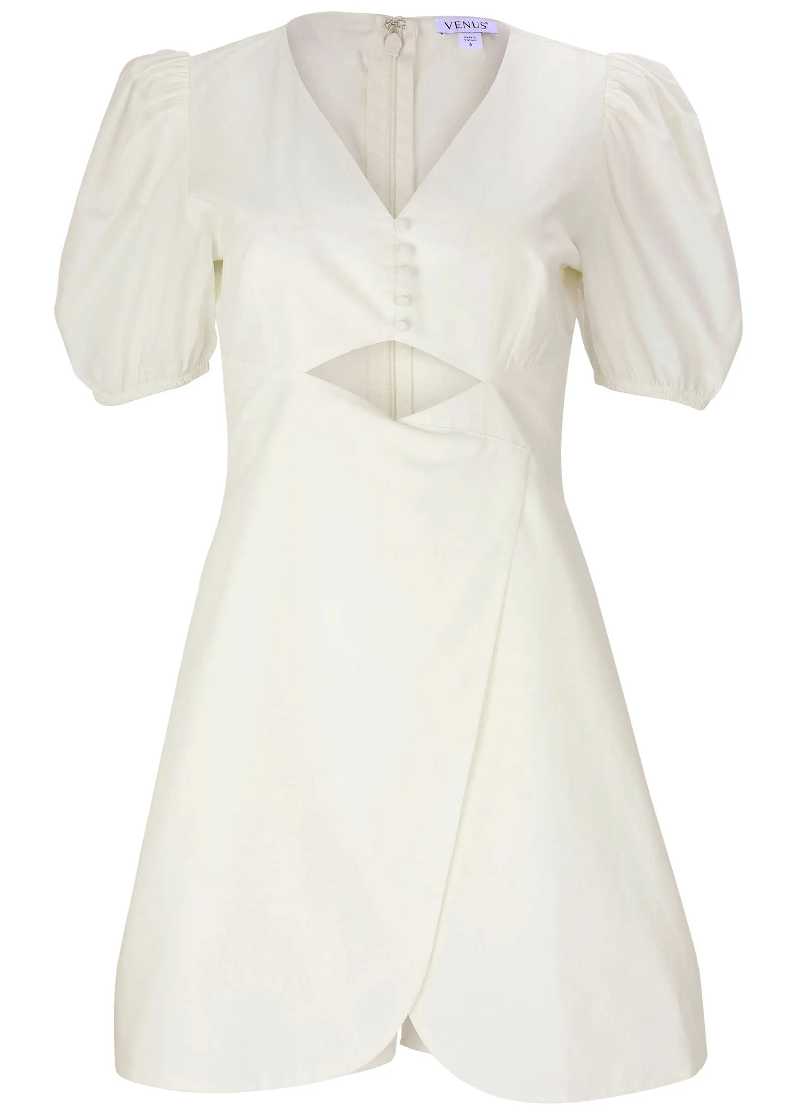 Puff-Sleeve Poplin Romper - Off White sold by VENUS product image thumbnail 5