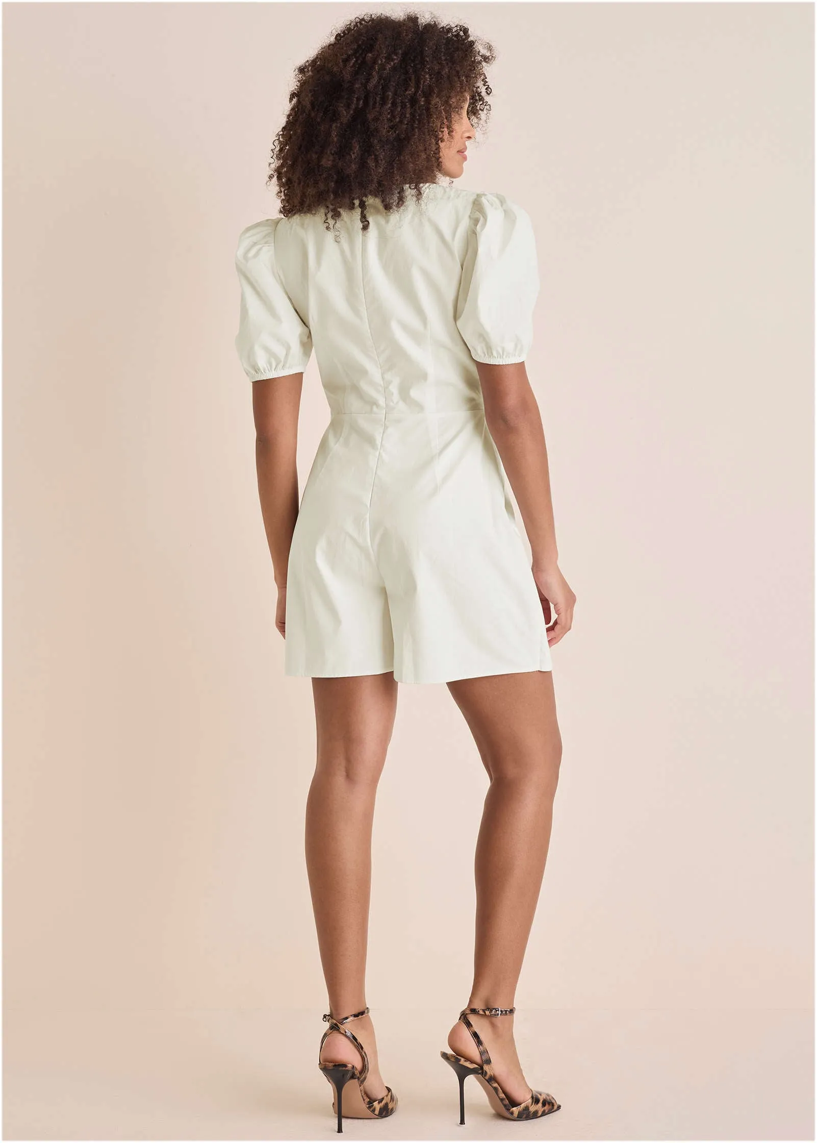 Puff-Sleeve Poplin Romper - Off White sold by VENUS product image thumbnail 3
