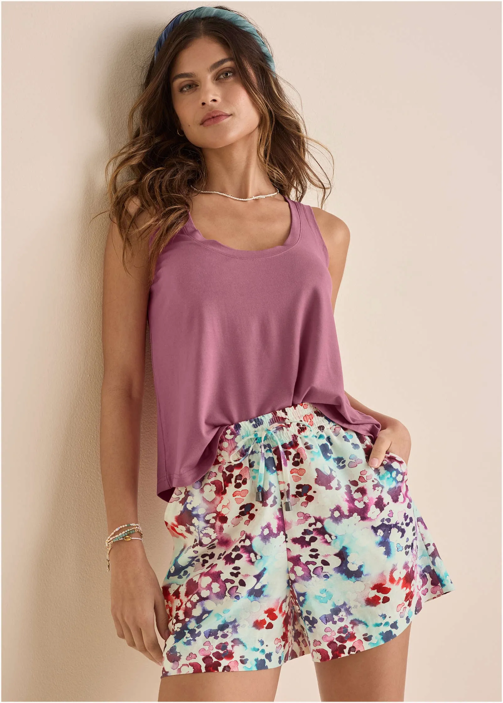 Linen Easy Shorts - Gouache Leopard Multi sold by VENUS