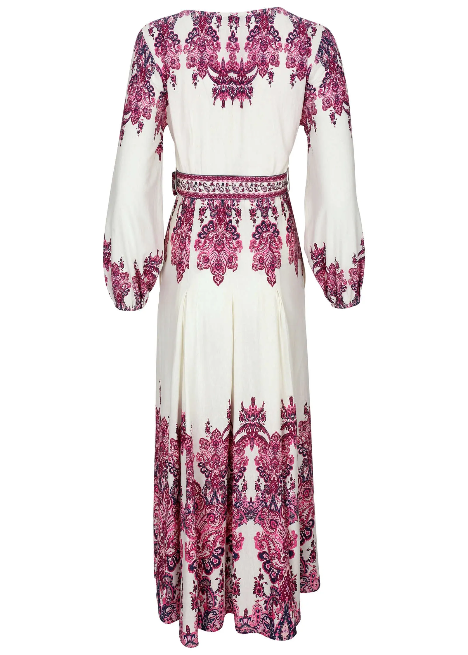 Tie-Waist Maxi Dress - Pink Boho Paisley Border sold by VENUS product image thumbnail 3