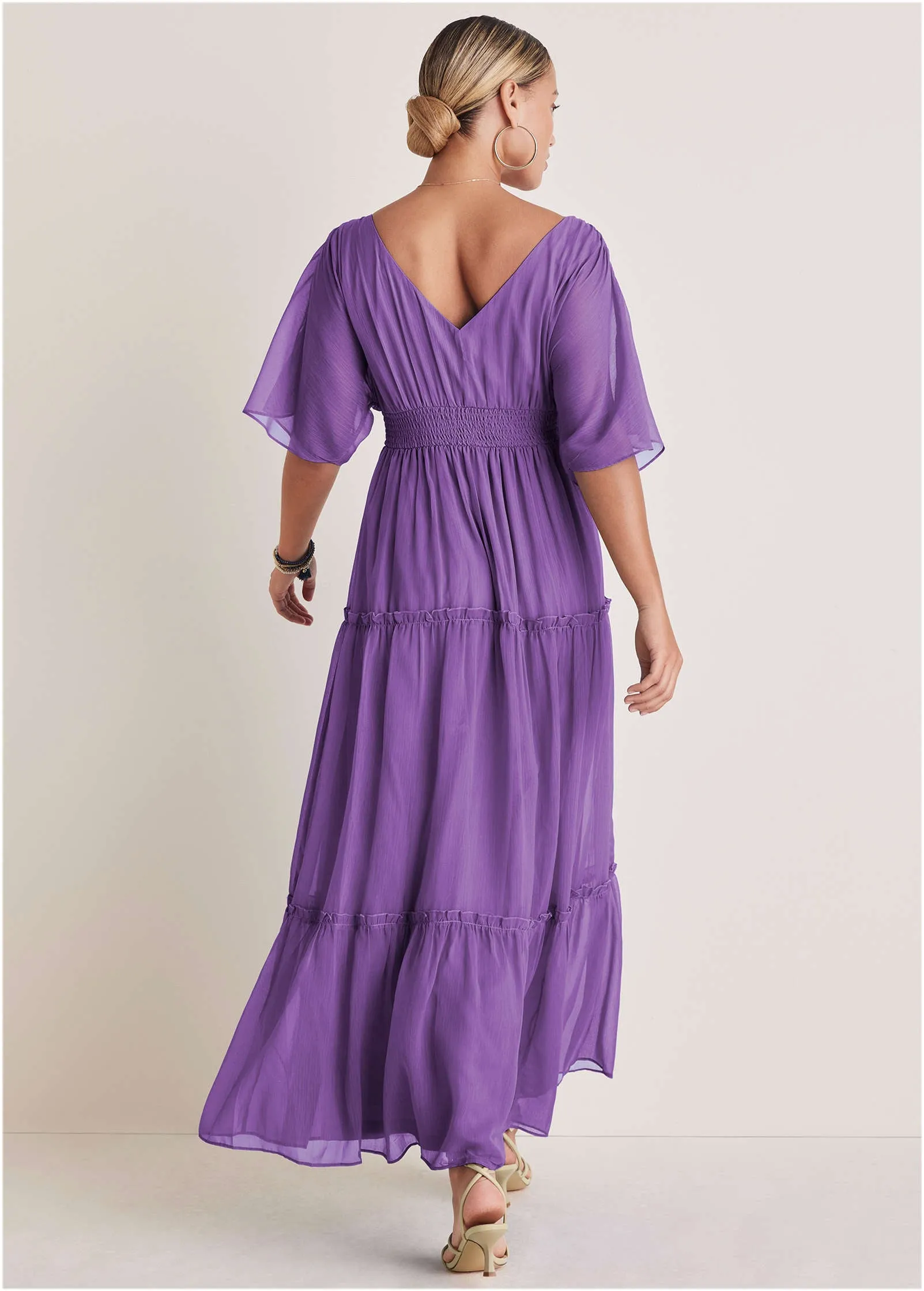 Flutter Sleeve Maxi Dress - Cattleya Orchid sold by VENUS product image thumbnail 2