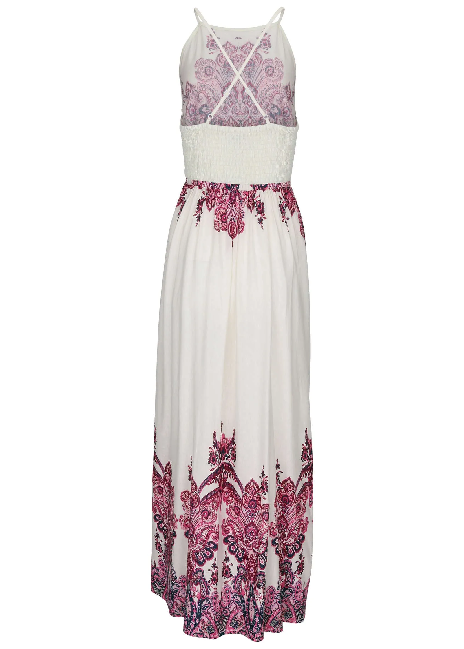 Printed Linen Maxi Dress - Pink Boho Paisley Border sold by VENUS product image thumbnail 3