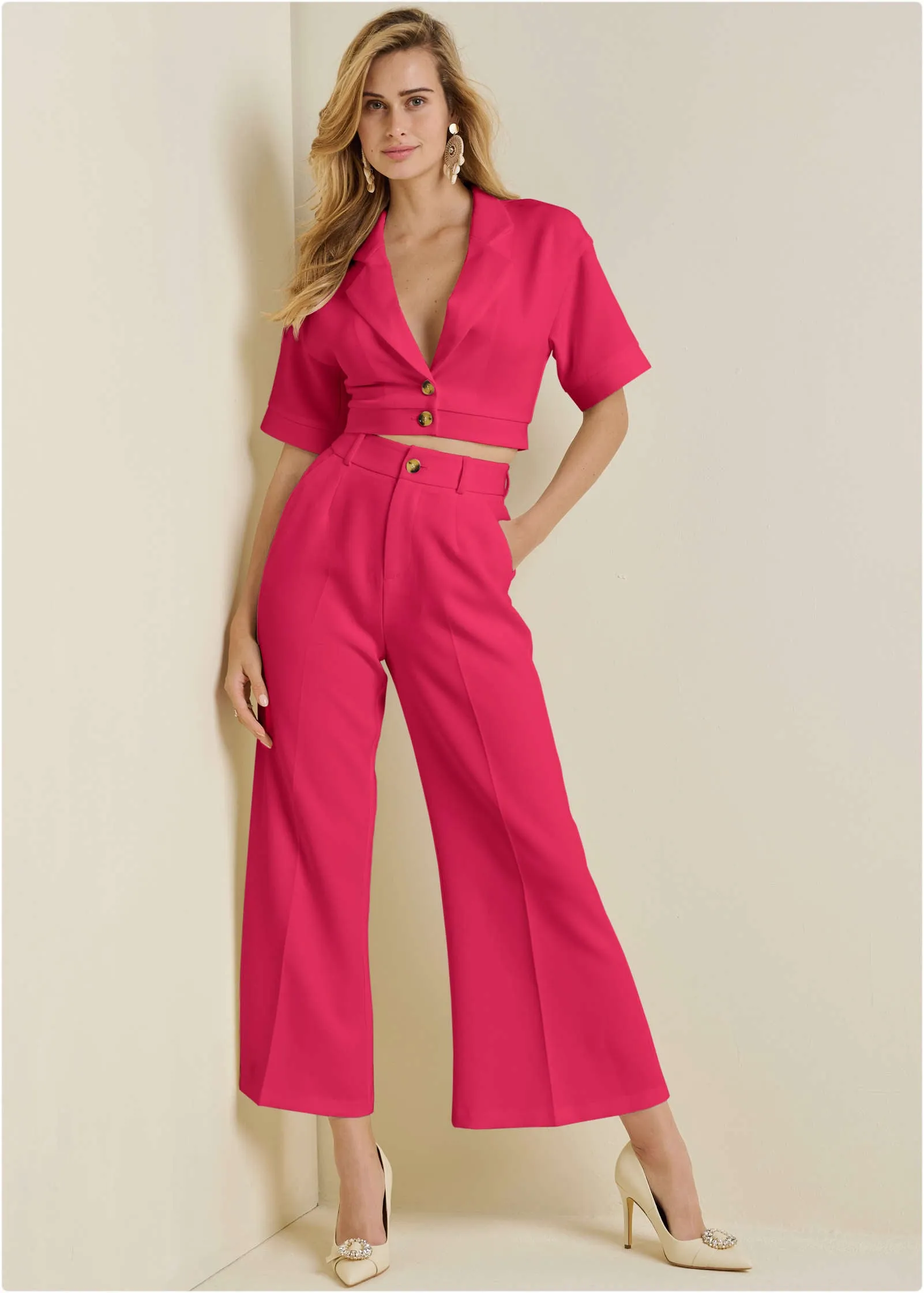 Flare Leg Suiting Set - Azalea sold by VENUS