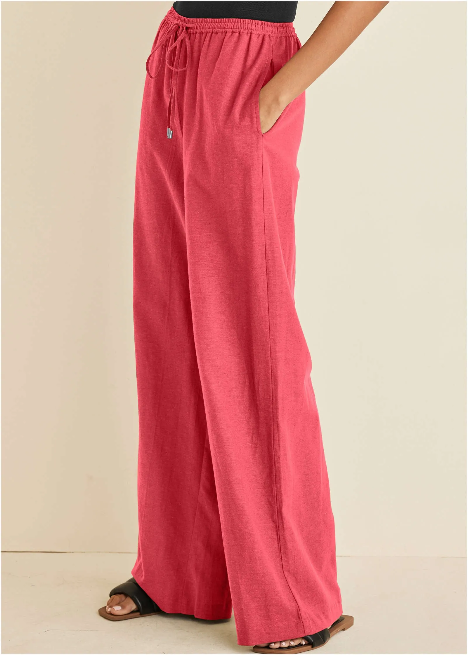 Linen Wide Leg Pant - Coral sold by VENUS product image thumbnail 4