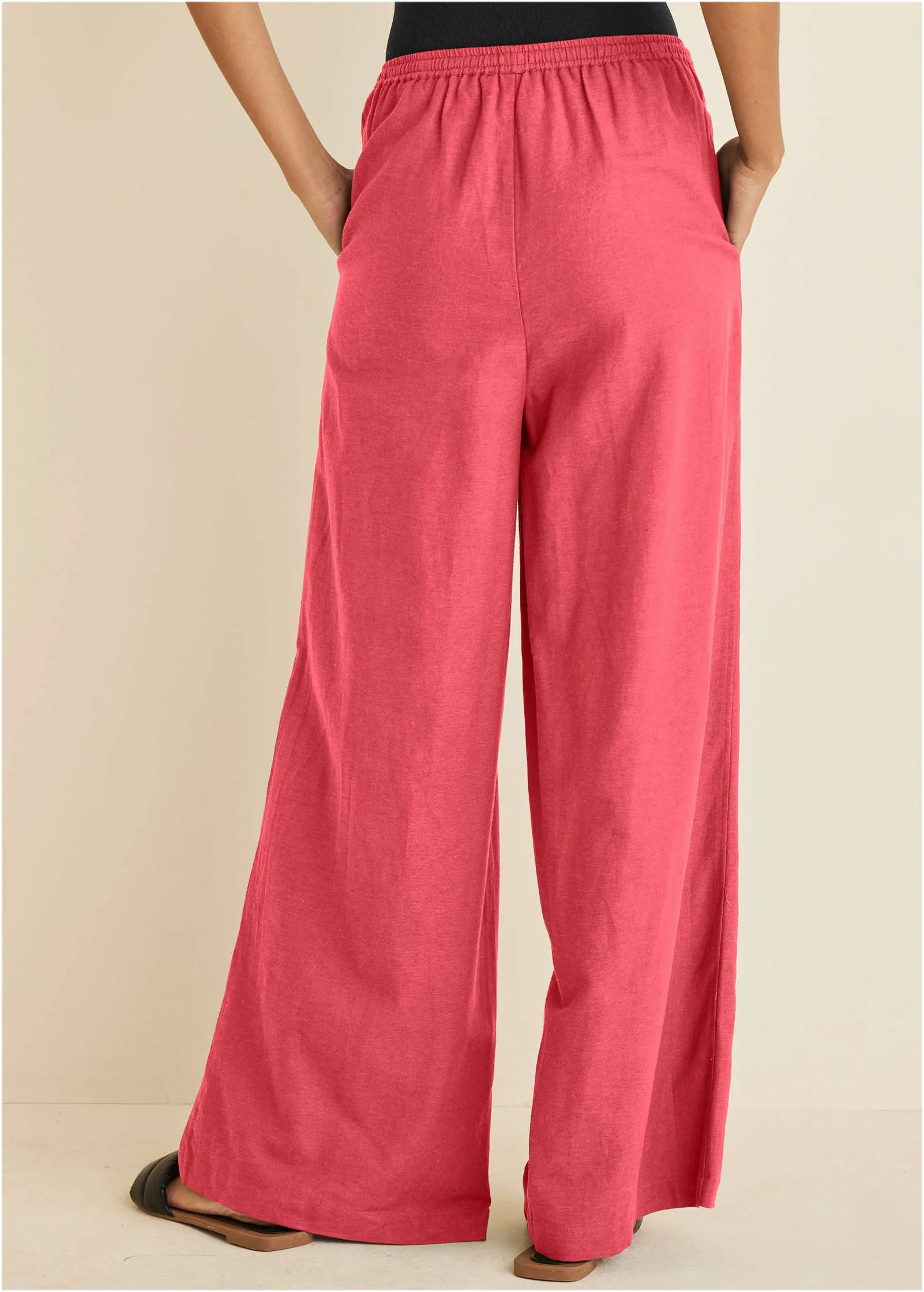 Linen Wide Leg Pant - Coral sold by VENUS product image thumbnail 3