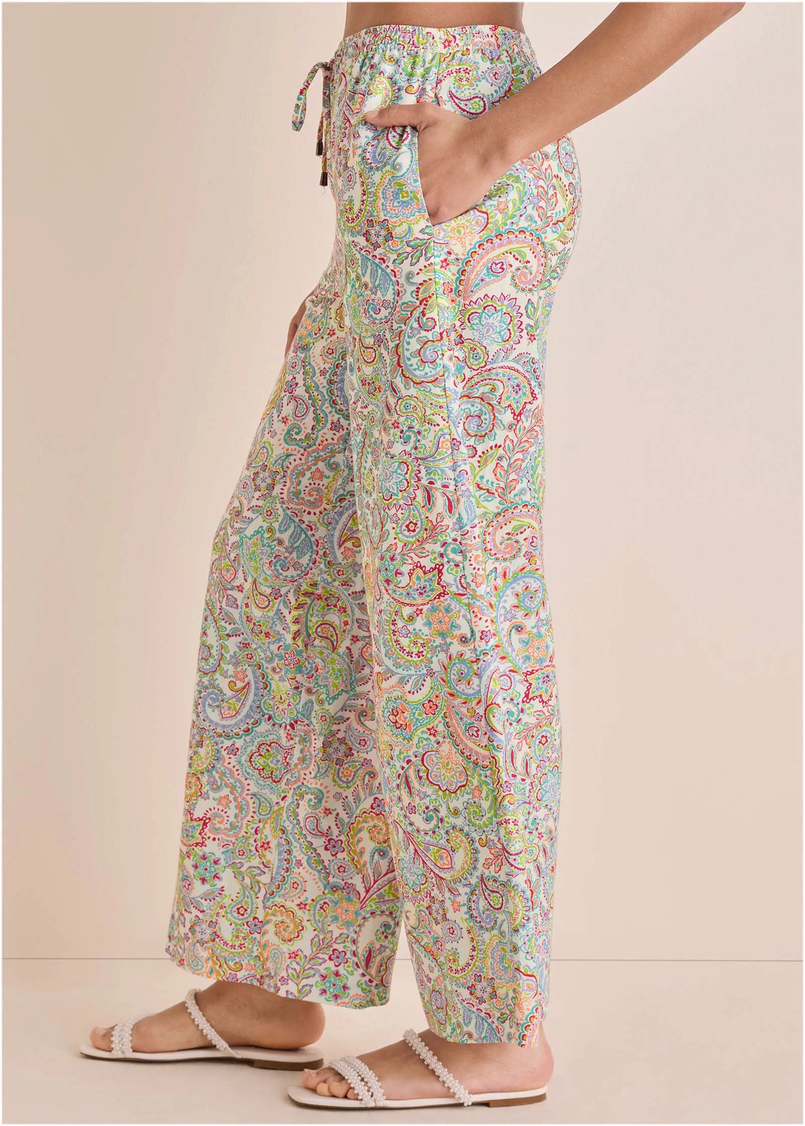 Linen Wide Leg Pant - Rainbow Paisley sold by VENUS product image thumbnail 4
