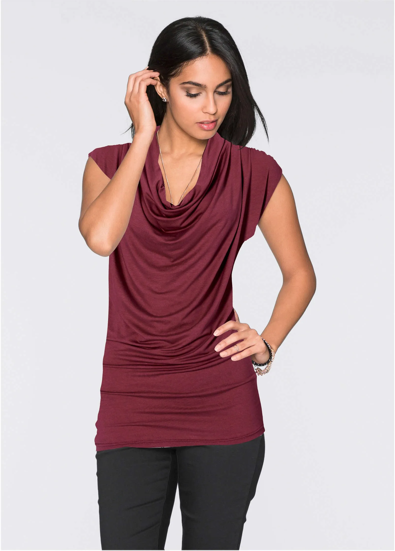 Cowl Neck Top - Dark Red sold by VENUS