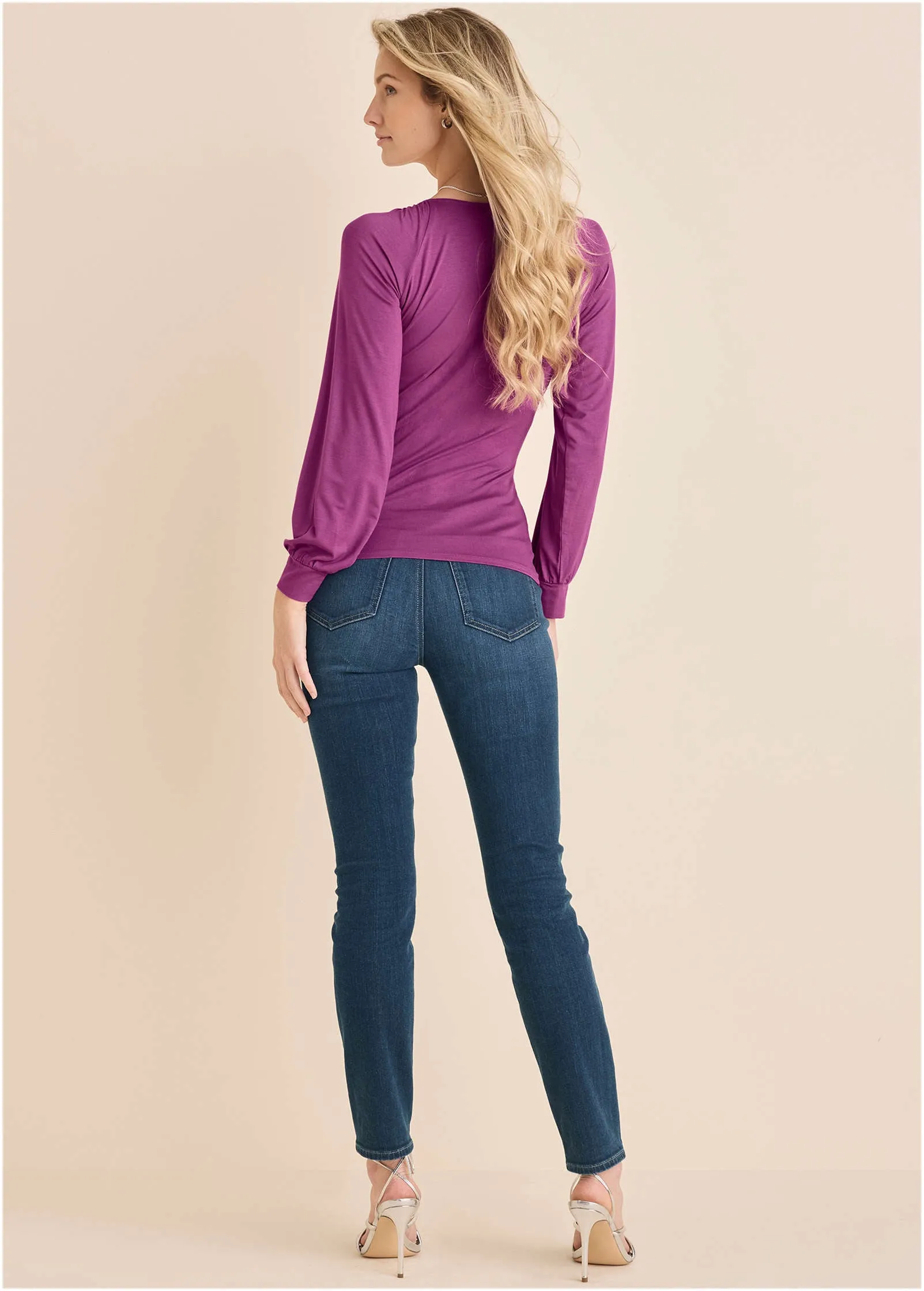 Ruched V-Neck Top - Cattleya Orchid sold by VENUS product image thumbnail 3