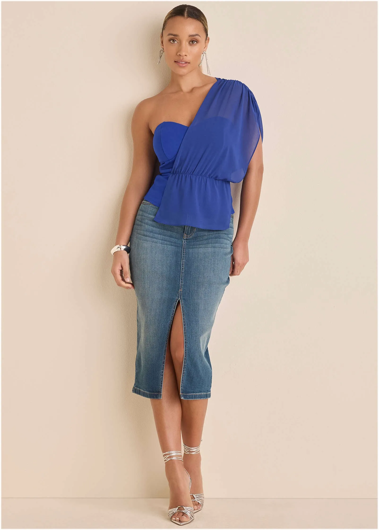 Chiffon Draped Tank - Sodalite Blue sold by VENUS product image thumbnail 2