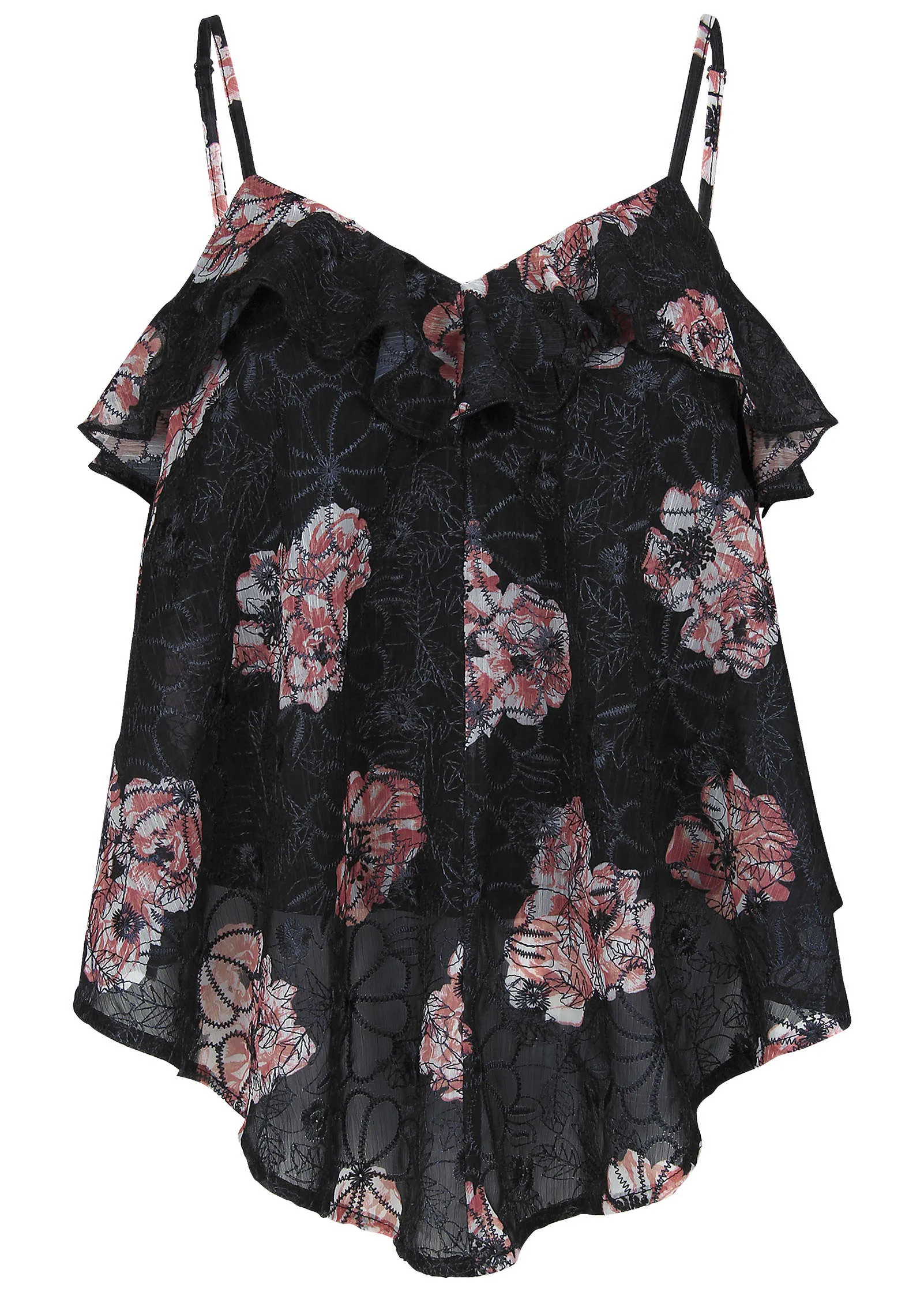 Floral Embroidered Tank - Blue & Pink sold by VENUS product image thumbnail 4