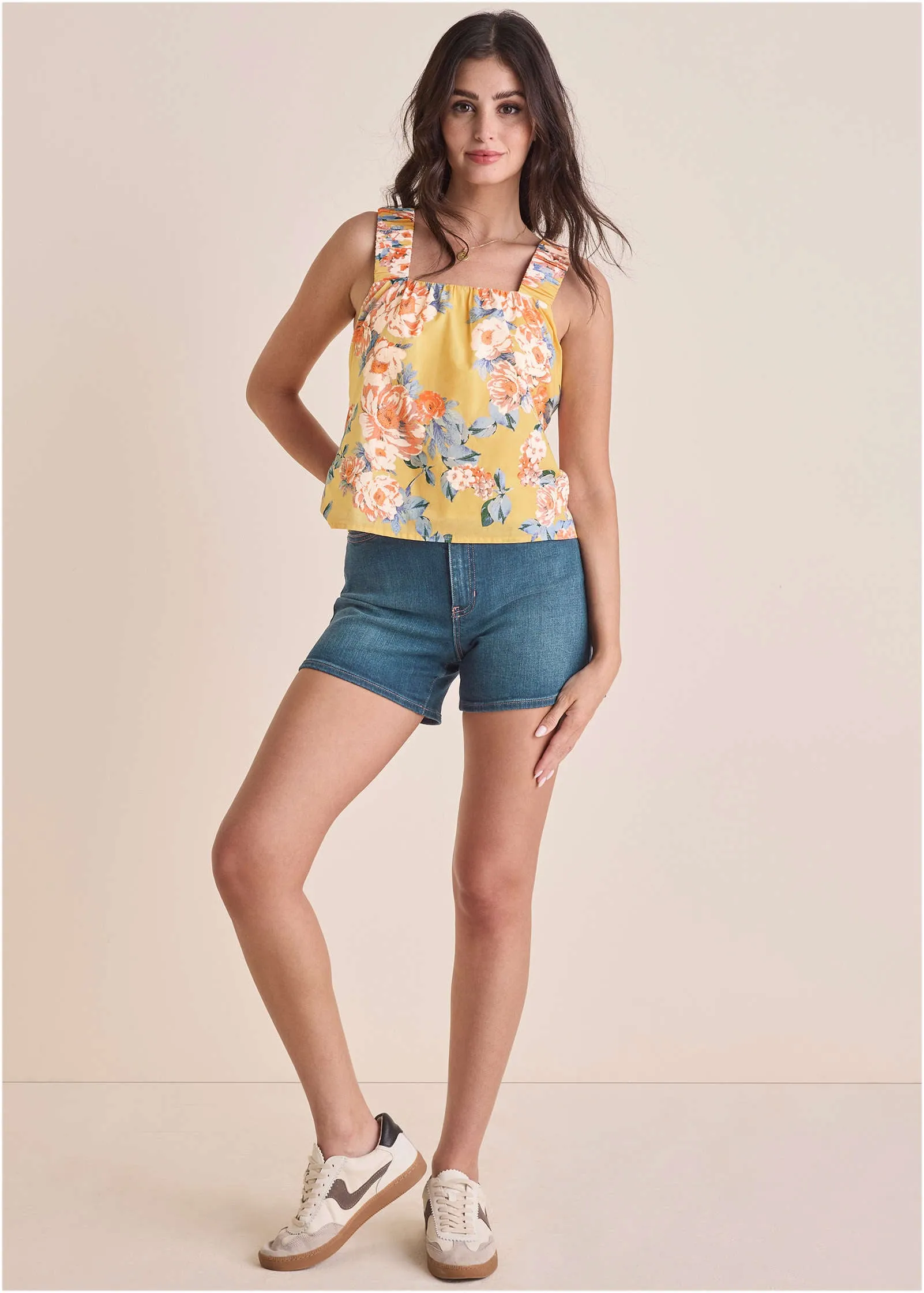 Poplin Printed Tank - Custard Roses sold by VENUS product image thumbnail 2