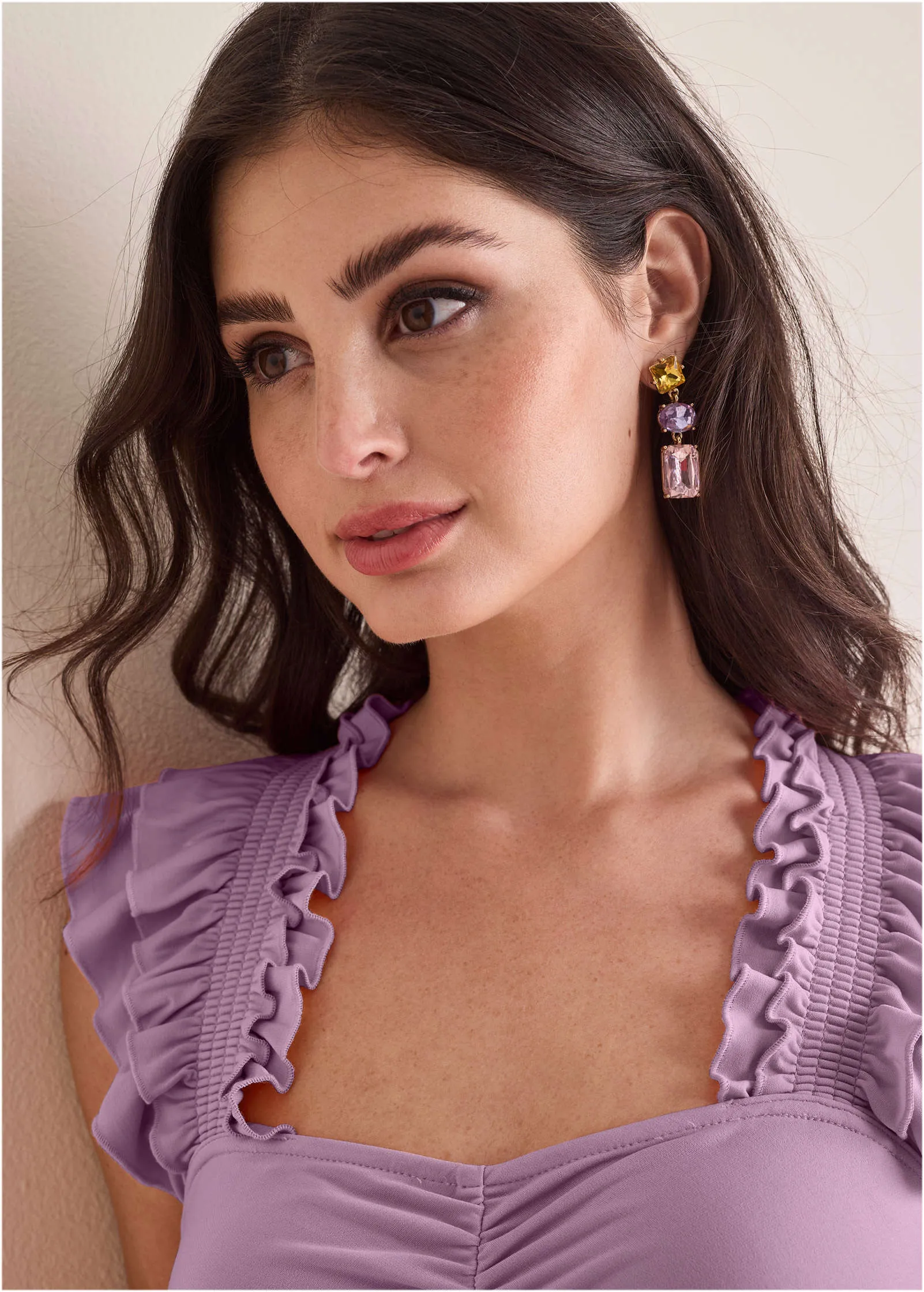 Ruched Front Ruffle Tank - Valerian sold by VENUS product image thumbnail 5