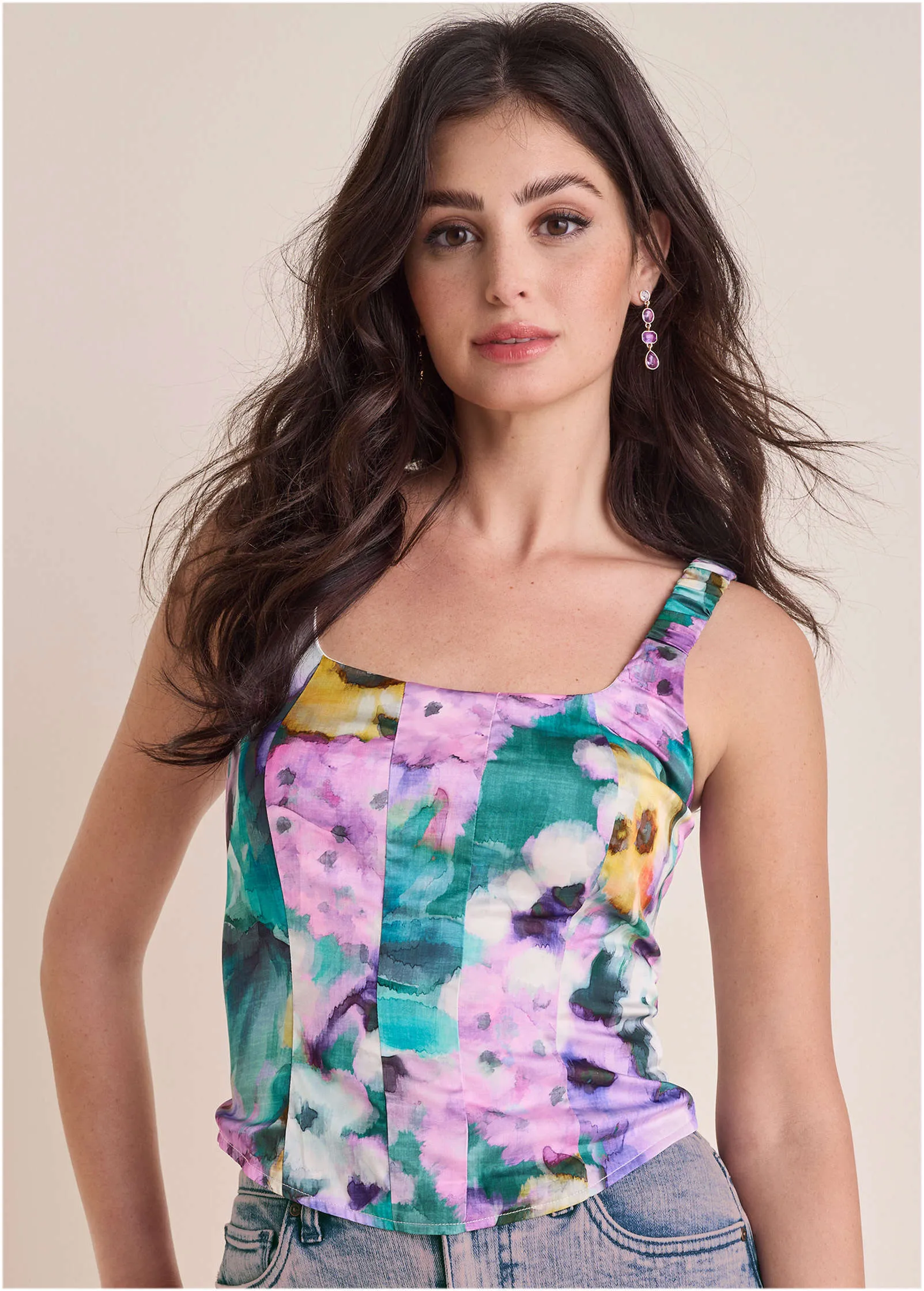 Printed Corset Top - Monet's Garden sold by VENUS
