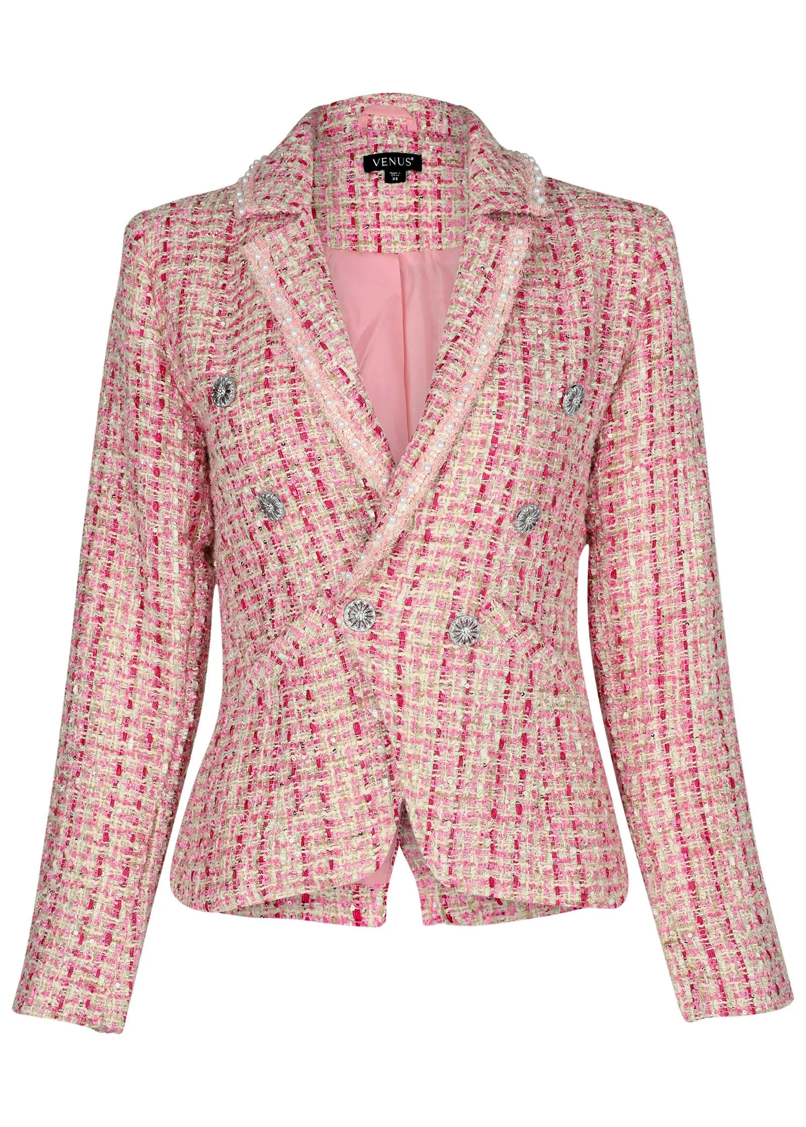 Sparkle Tweed Blazer - Pink Multi sold by VENUS product image thumbnail 5