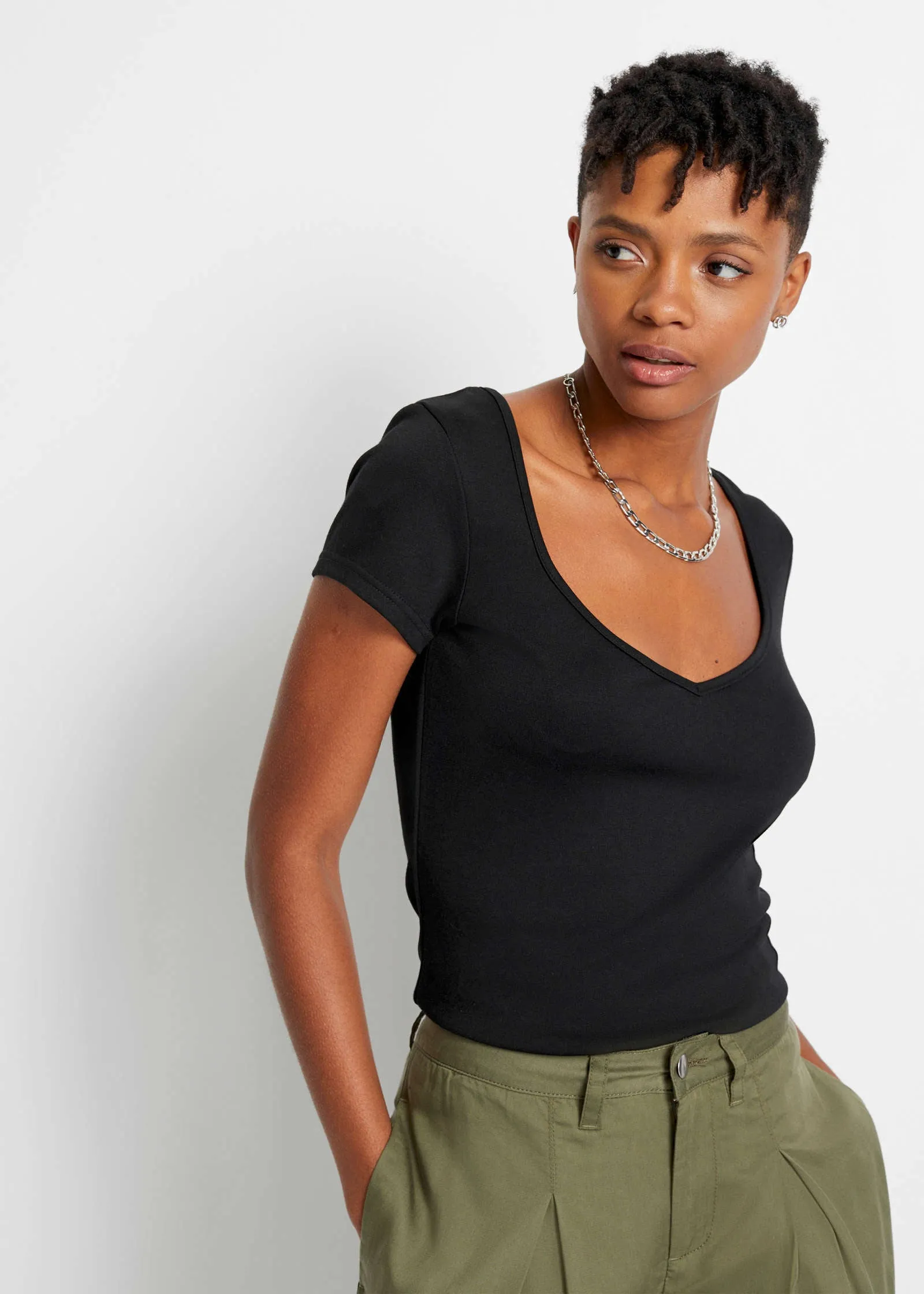 Fitted Jersey Top - Black sold by VENUS