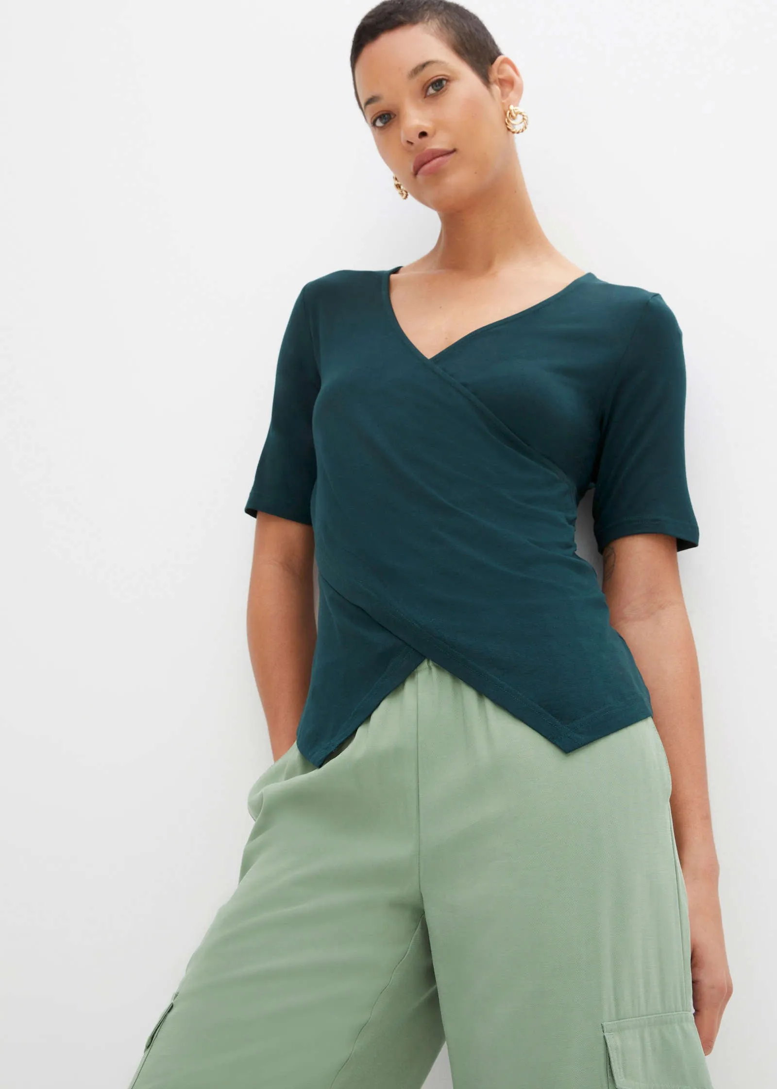 Wrap Jersey Top - Green sold by VENUS