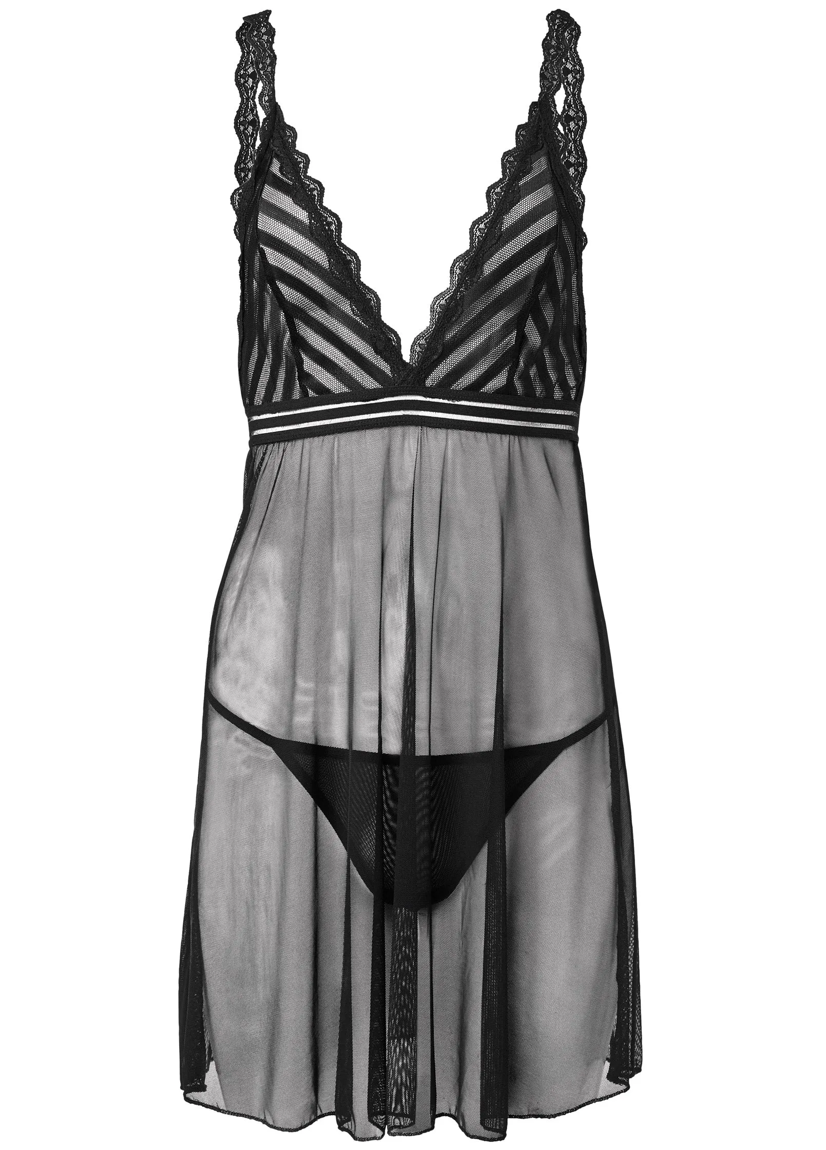 Striped Sheer Chemise - Black sold by VENUS product image thumbnail 5