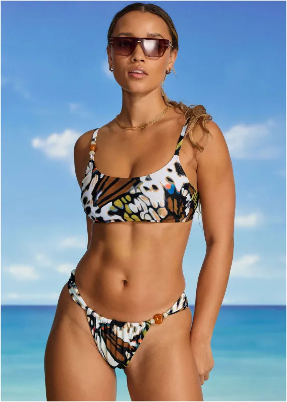 Beaded Adjustable Scoop Bottom - Butterfly Cheetah sold by VENUS