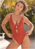 Beaded Plunging One-Piece - Cranberry sold by VENUS