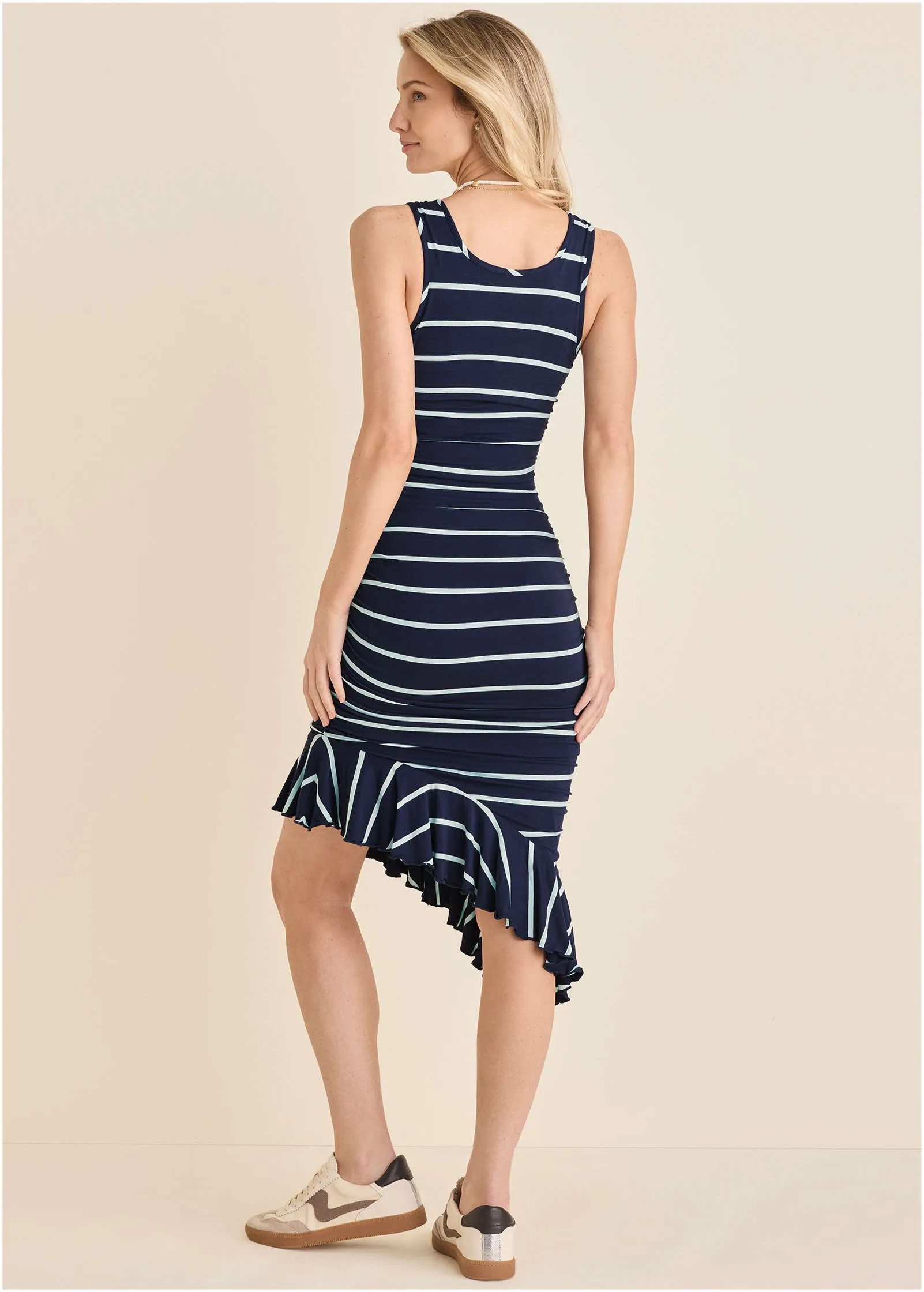 Sleeveless High-Low Dress - Navy & White sold by VENUS product image thumbnail 3