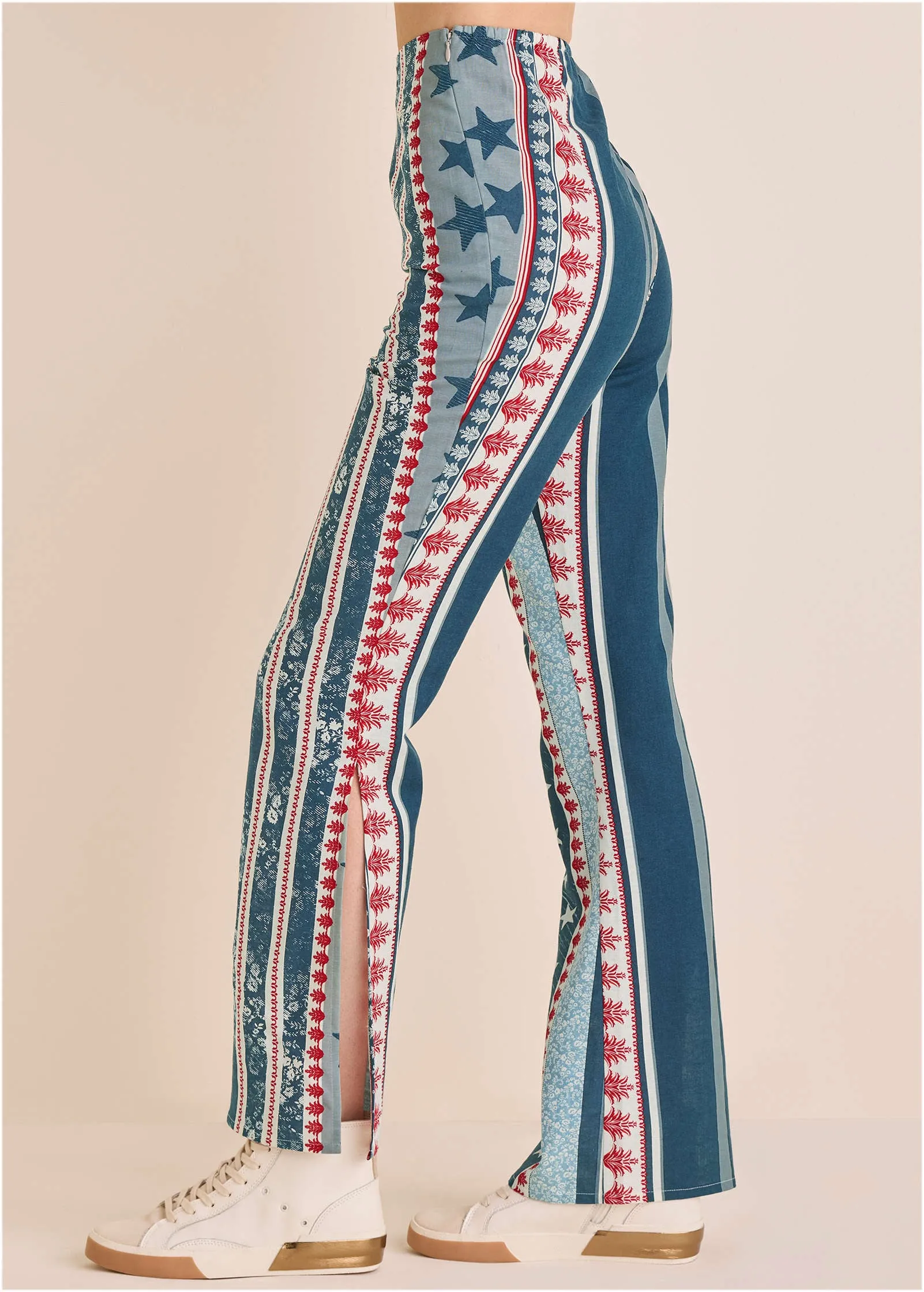 Cotton Linen Americana Pant - Americana Floral Star sold by VENUS product image thumbnail 5