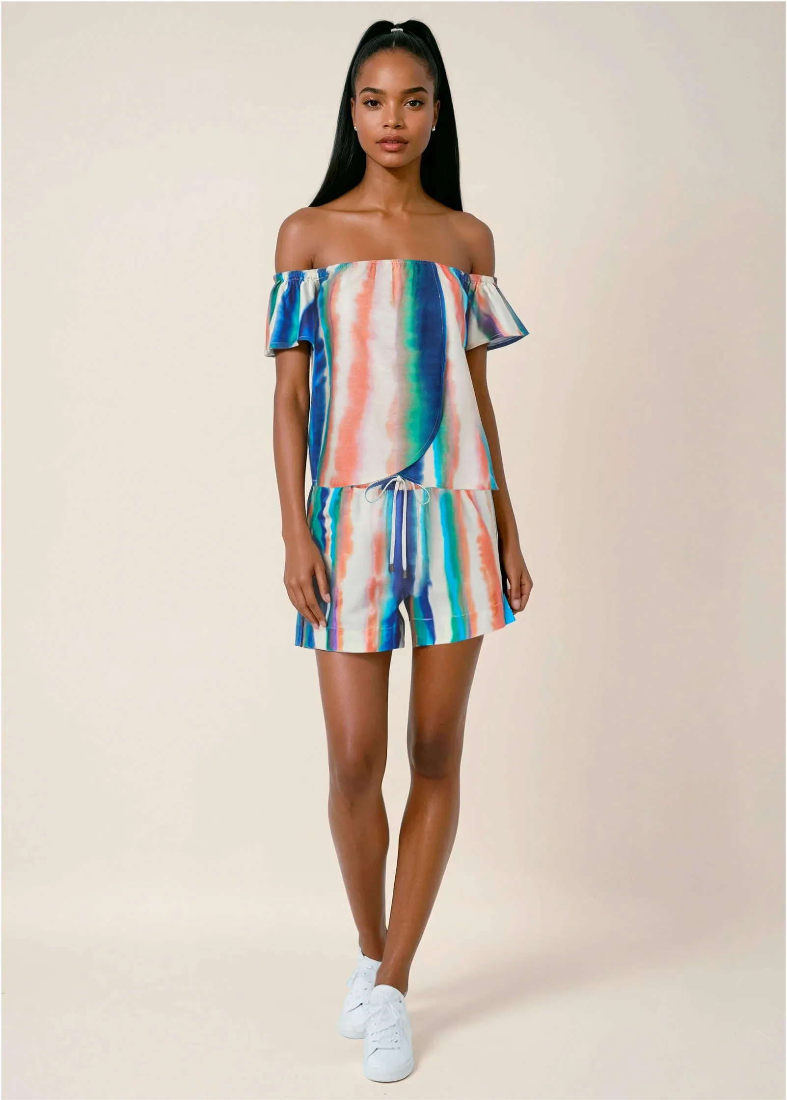 Linen Off The Shoulder Top - Bahama Horizon sold by VENUS