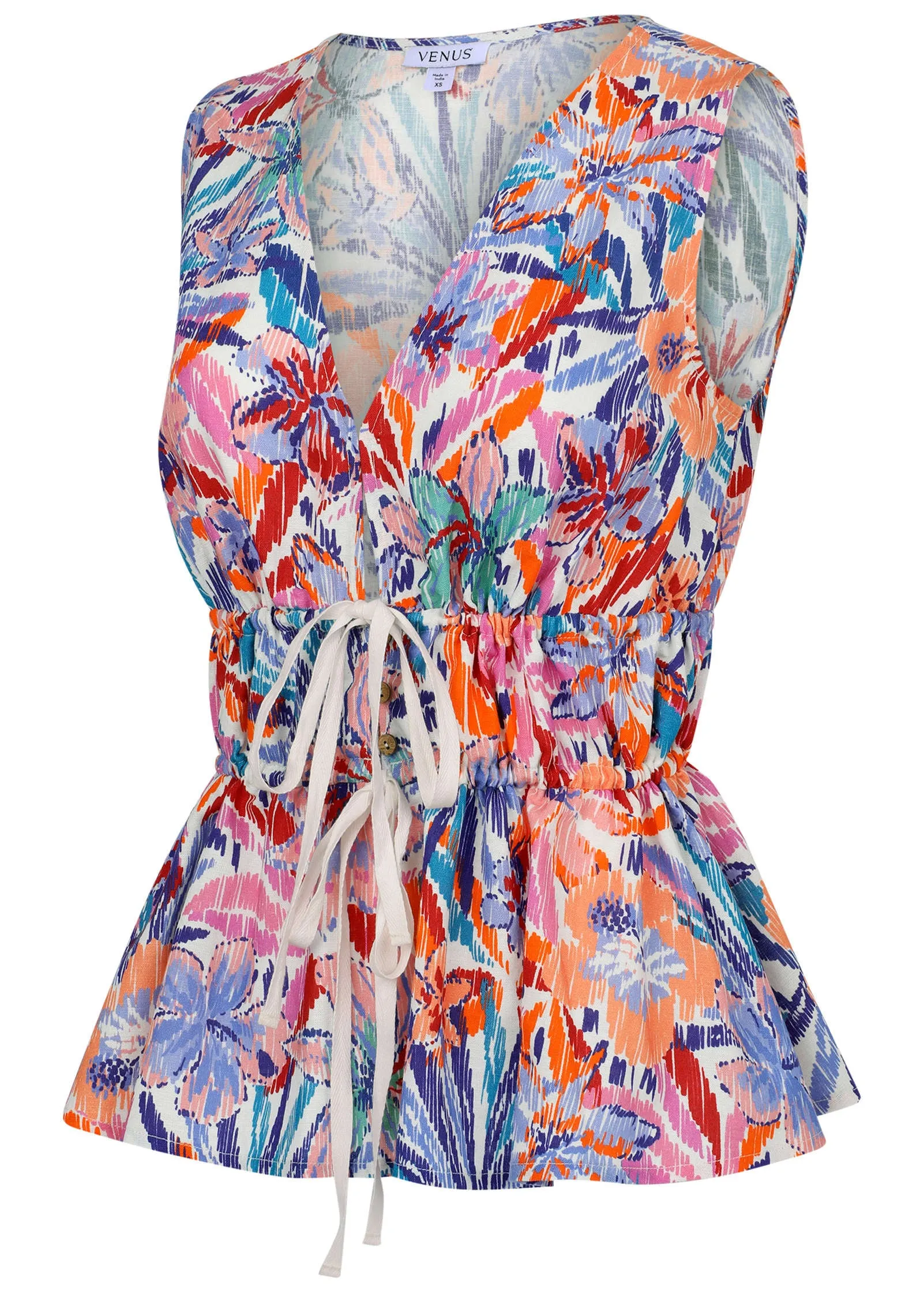 Linen Tie Front Top - Pastel Paradise sold by VENUS product image thumbnail 4