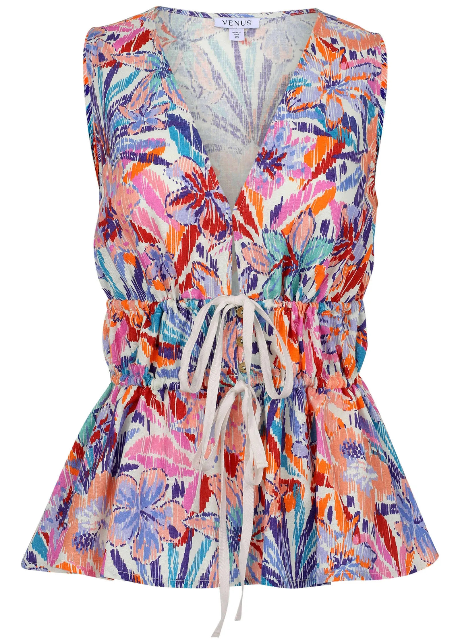 Linen Tie Front Top - Pastel Paradise sold by VENUS product image thumbnail 2