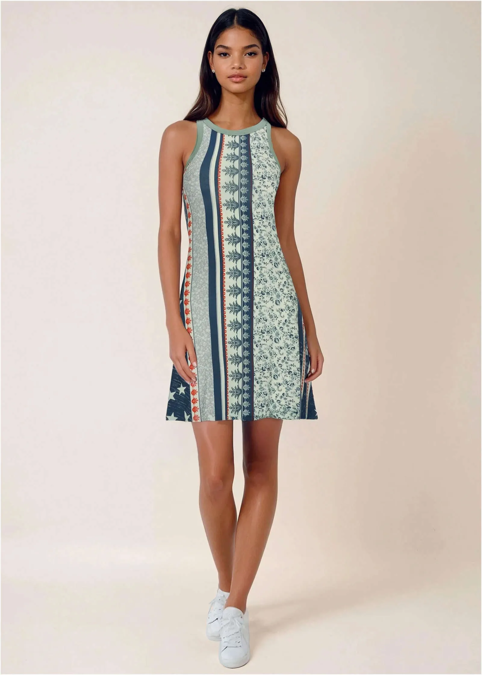 Printed Fit And Flare Dress - Americana Floral Star sold by VENUS