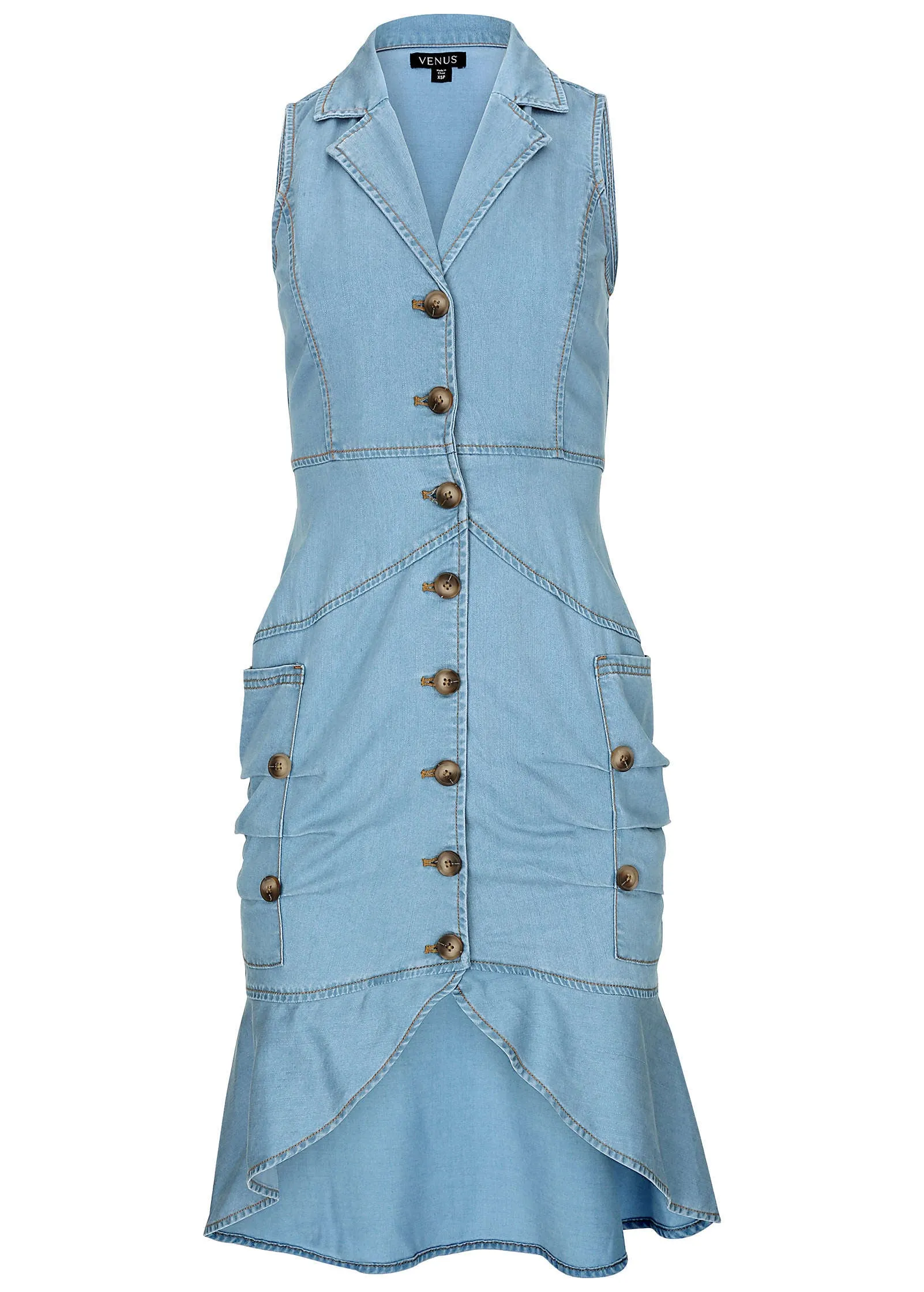 Denim Button Detail Dress - Blue sold by VENUS product image thumbnail 4