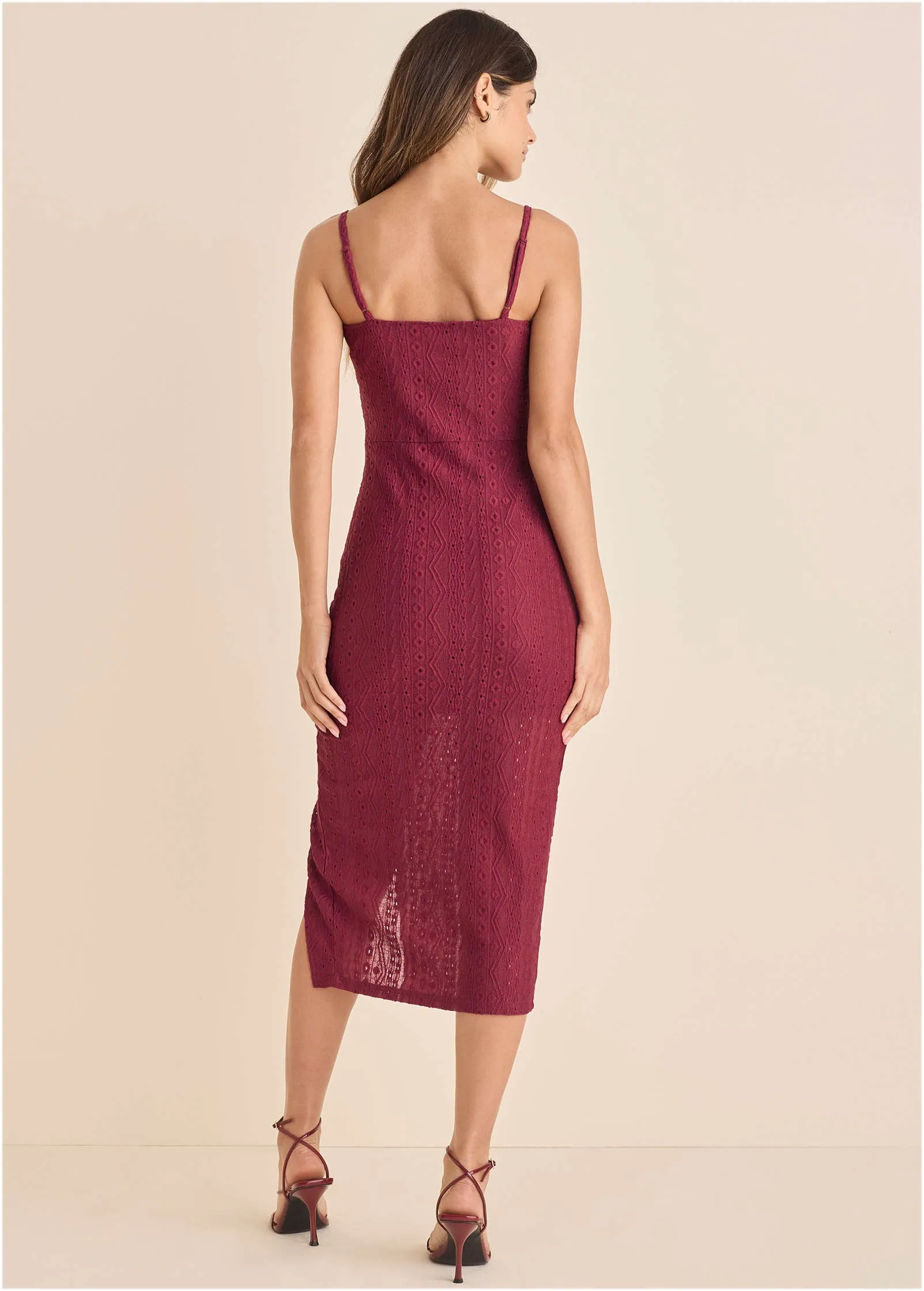 High Slit Midi Dress - Beet Red sold by VENUS product image thumbnail 2